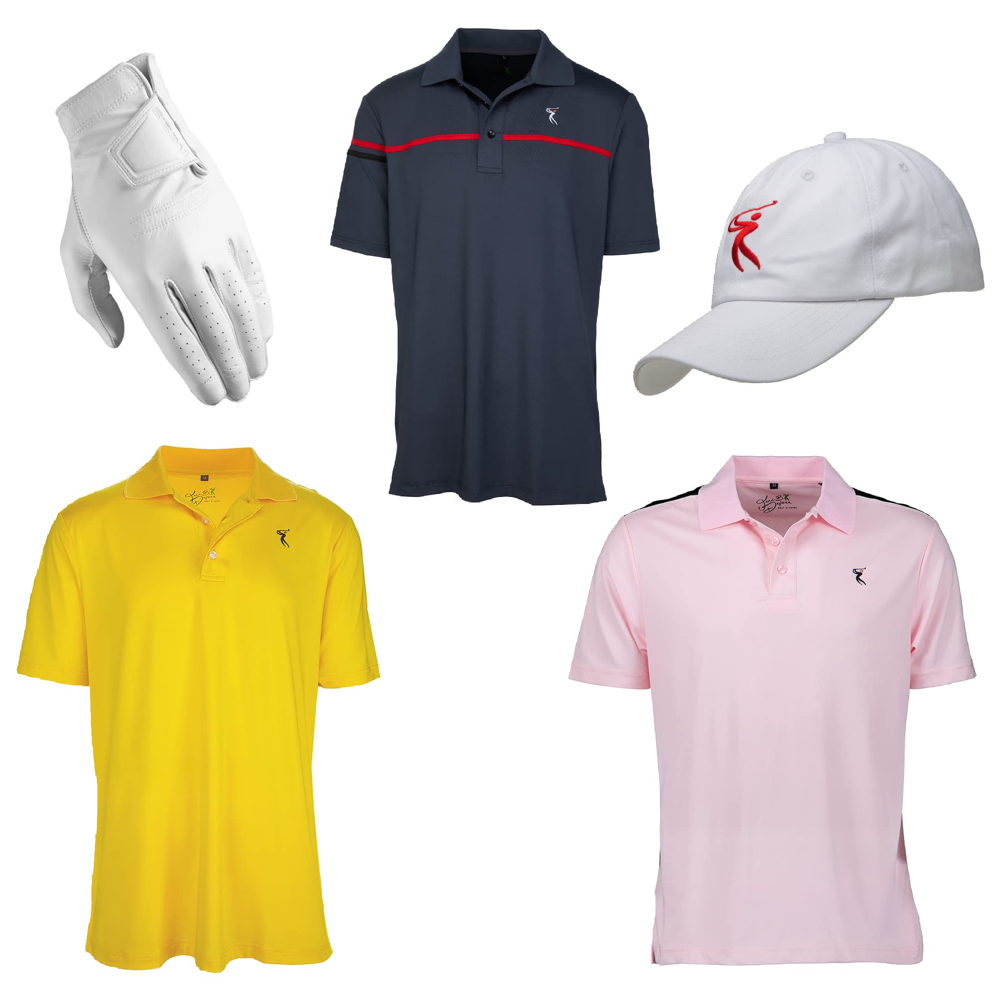 Men's Quick-Dry Golf Polo Shirt - Black Short Sleeve Moisture Wicking Performance Tee with UV Protection & Free Golf Hat - Perfect for Golfing, Tennis, and Outdoor Sports