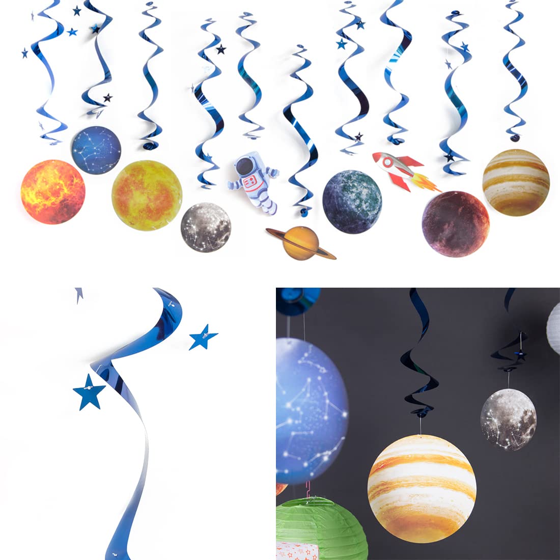 10PCS Solar System Hanging Swirl Decorations - Space Themed Party Supplies for Kids Room, Classroom & Astronomy Birthday Decor - Perfect for Science Fair, STEM Education & Galaxy Themed Events