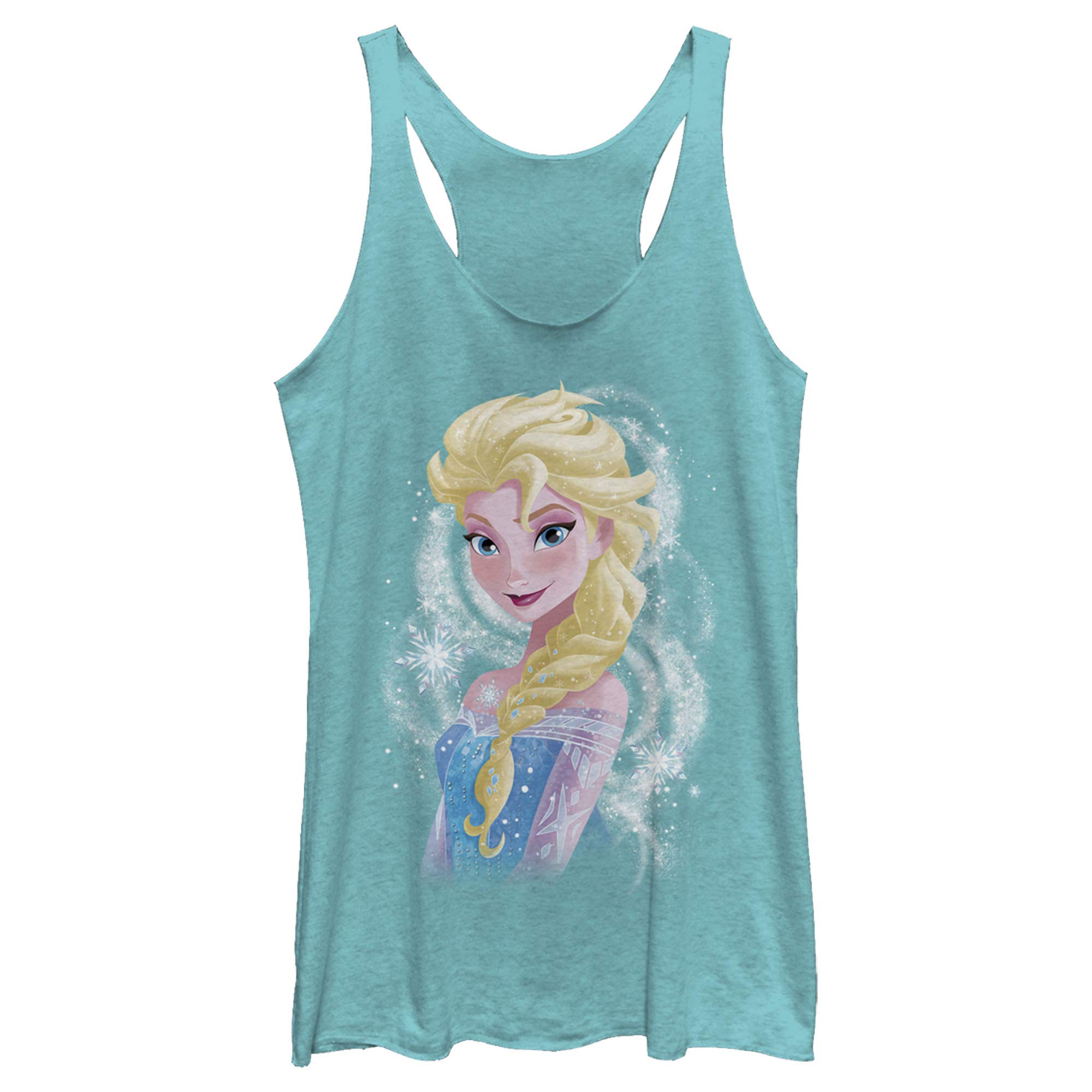 Fifth Sun Women's Frozen Elsa Swirl Tri-Blend Racerback Layering Tank Top - Soft Breathable Fabric for Casual Wear, Cosplay & Disney Fan Outfits