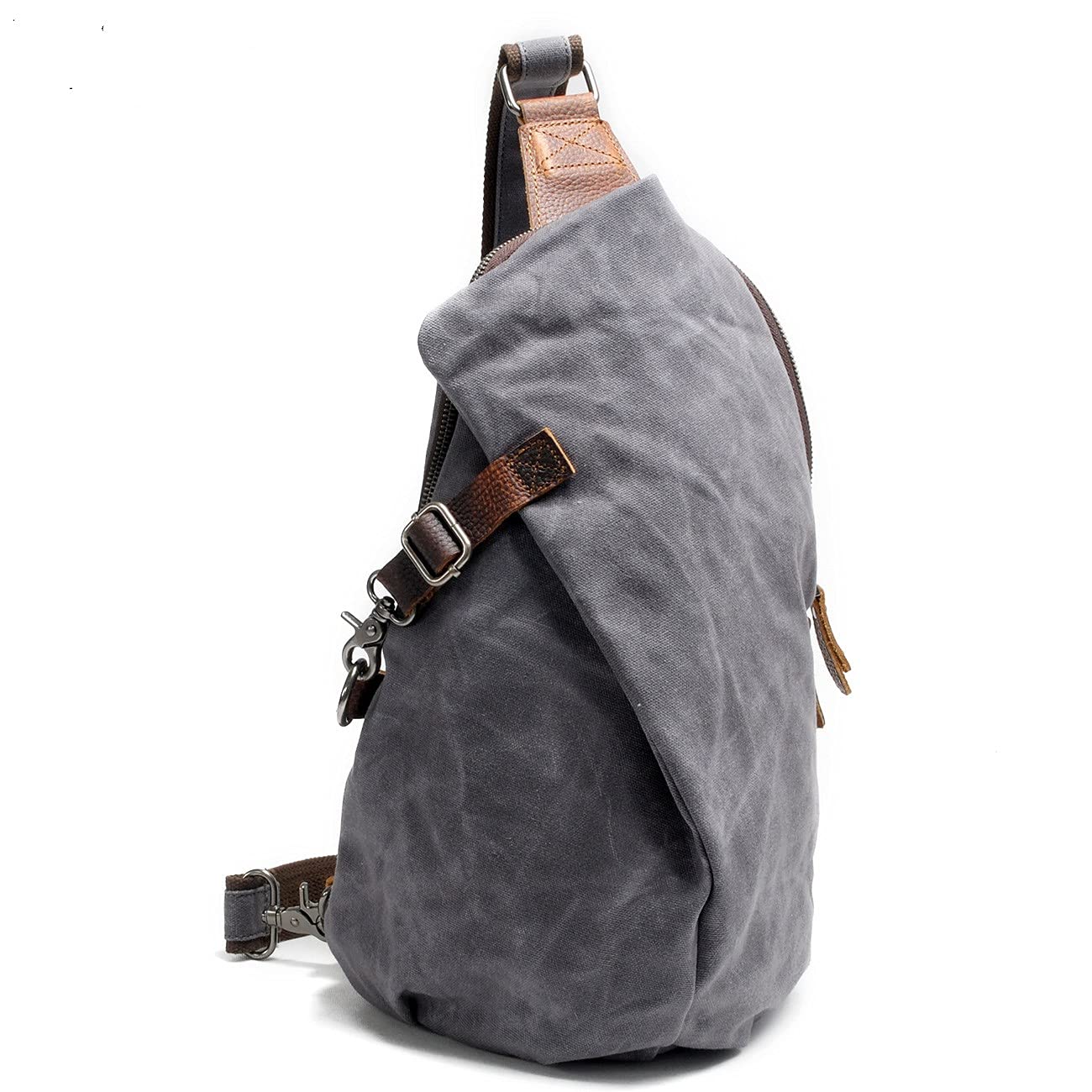 Men's Waxed Canvas Sling Backpack - Crossbody Casual Daypack for Travel, Hiking & Everyday Use