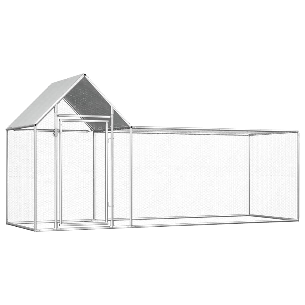 vidaXL Walk-in Chicken Coop & Poultry Cage - Galvanized Steel Outdoor Enclosure for Hens, Ducks, Rabbits & Small Animals | Perfect for Backyard Farming & Pet Protection