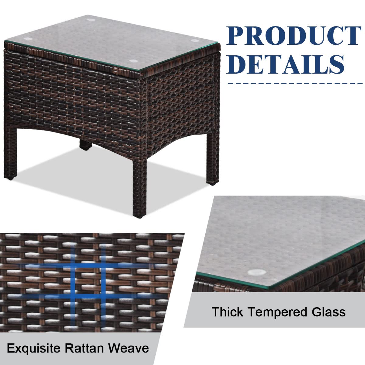 COSTWAY 3-Piece Outdoor Patio Furniture Set - All-Weather Wicker Sofa with Cushions & Coffee Table - Rattan Conversation Set for Garden, Balcony, Backyard, Poolside - Perfect for Relaxing, Entertaining & Outdoor Lounging (Black)