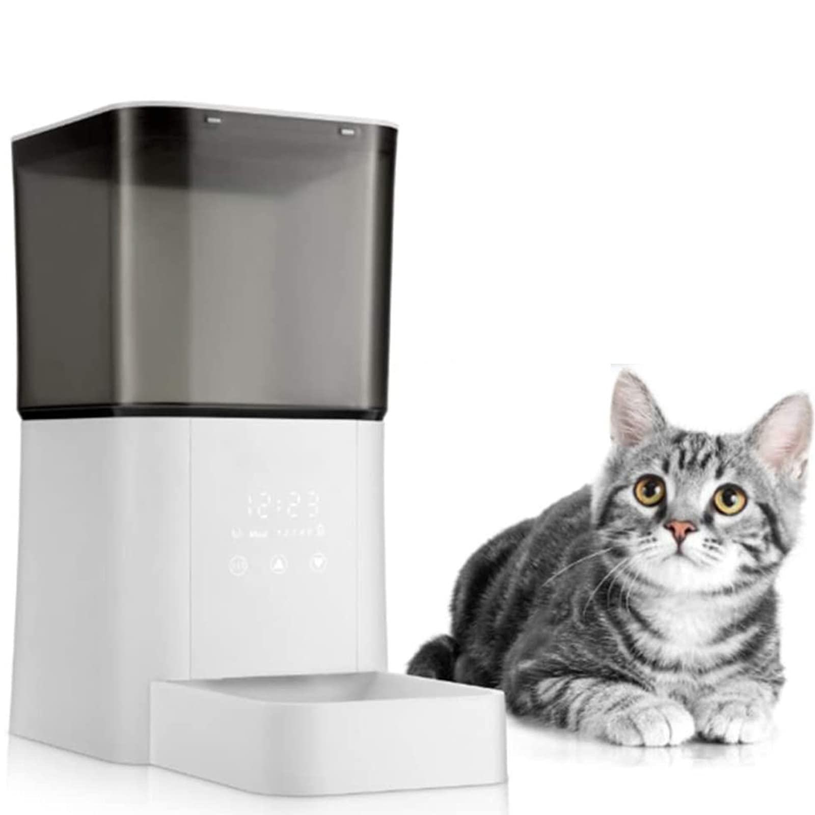 Automatic Cat Feeder with Timer - 6.5L Smart Pet Food Dispenser for Dogs & Cats, Programmable Portion Control, Touch Screen for 1-5 Meals Daily - Perfect for Small & Medium Pets While Traveling or at Work