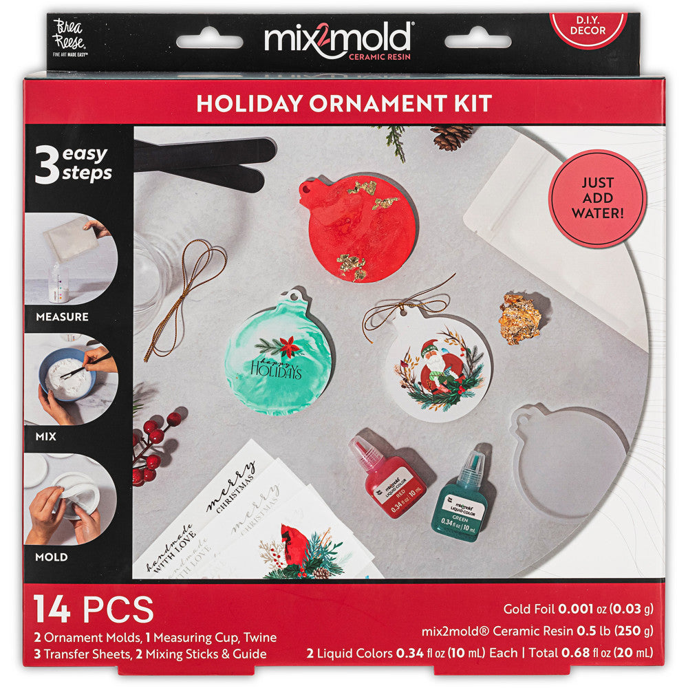 Brea Reese Holiday Mix2Mold Ceramic Resin Ornament Crafting Kit - DIY Christmas Tree Decorations, Handmade Gift Ideas for Festive Season Home Decor