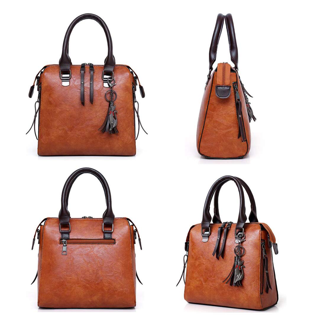 Women's PU Leather Tote Bag - Crossbody Shoulder Purse with Tassel for Work & Travel