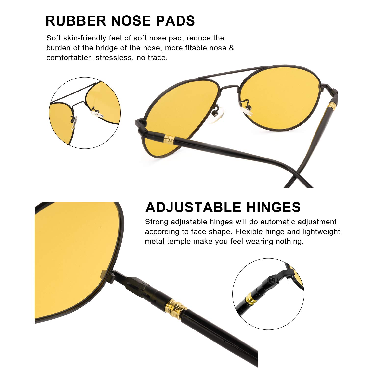 Night Vision Glasses for Men & Women - Anti Glare Polarized Yellow Lens for Night Driving, Cycling & Outdoor Activities - Perfect for Low Light Conditions & Enhanced Nighttime Visibility