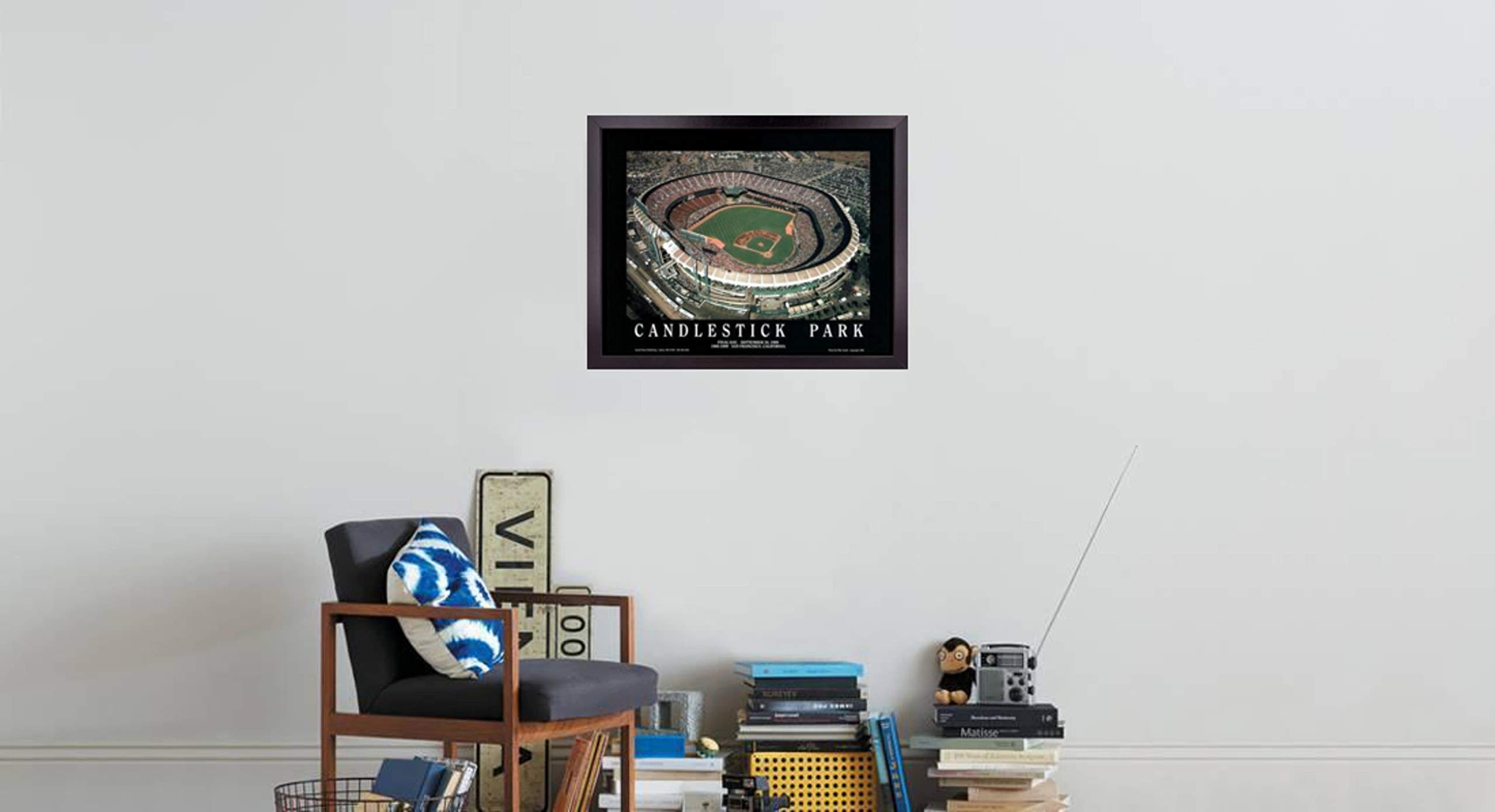 San Francisco Baseball Stadium Poster - Candlestick Park Final Game Aerial Wall Art Decor | 23x29 Framed Print | Perfect for College Bedroom, Man Cave & Sports Gifts | SF Giants Memorabilia for Men & Women