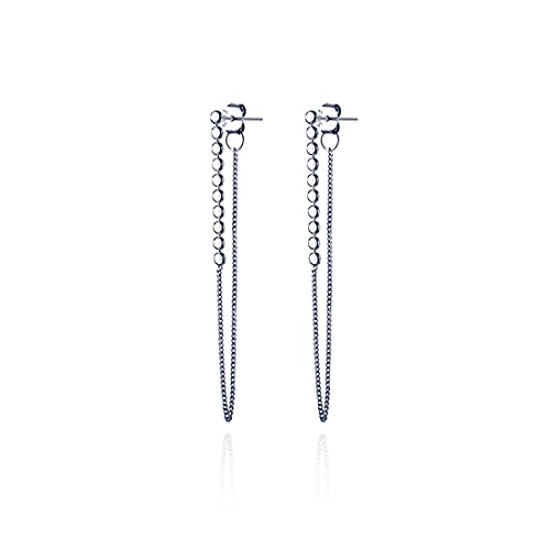 Reffeer 925 Sterling Silver Disc Dangle Chain Stud Earrings for Women & Girls - Elegant Drop Earrings for Party, Wedding & Everyday Wear