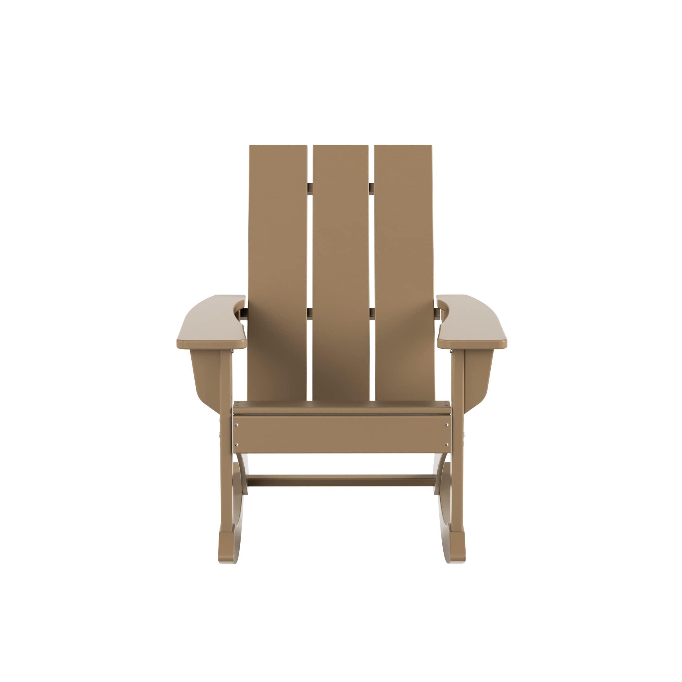 WO Home Furniture 4-Piece Patio Rocking Chair Set - Modern Outdoor HDPE UV-Resistant Weathered Wood Rockers for Porch, Garden & Backyard Relaxation