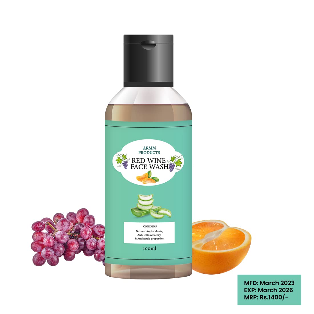 ARMM Anti-Aging Red Wine Facial Cleanser - Exfoliating & Nourishing Daily Face Wash for Men & Women | 100ml (Pack of 2) | Perfect for Morning & Night Skincare Routine