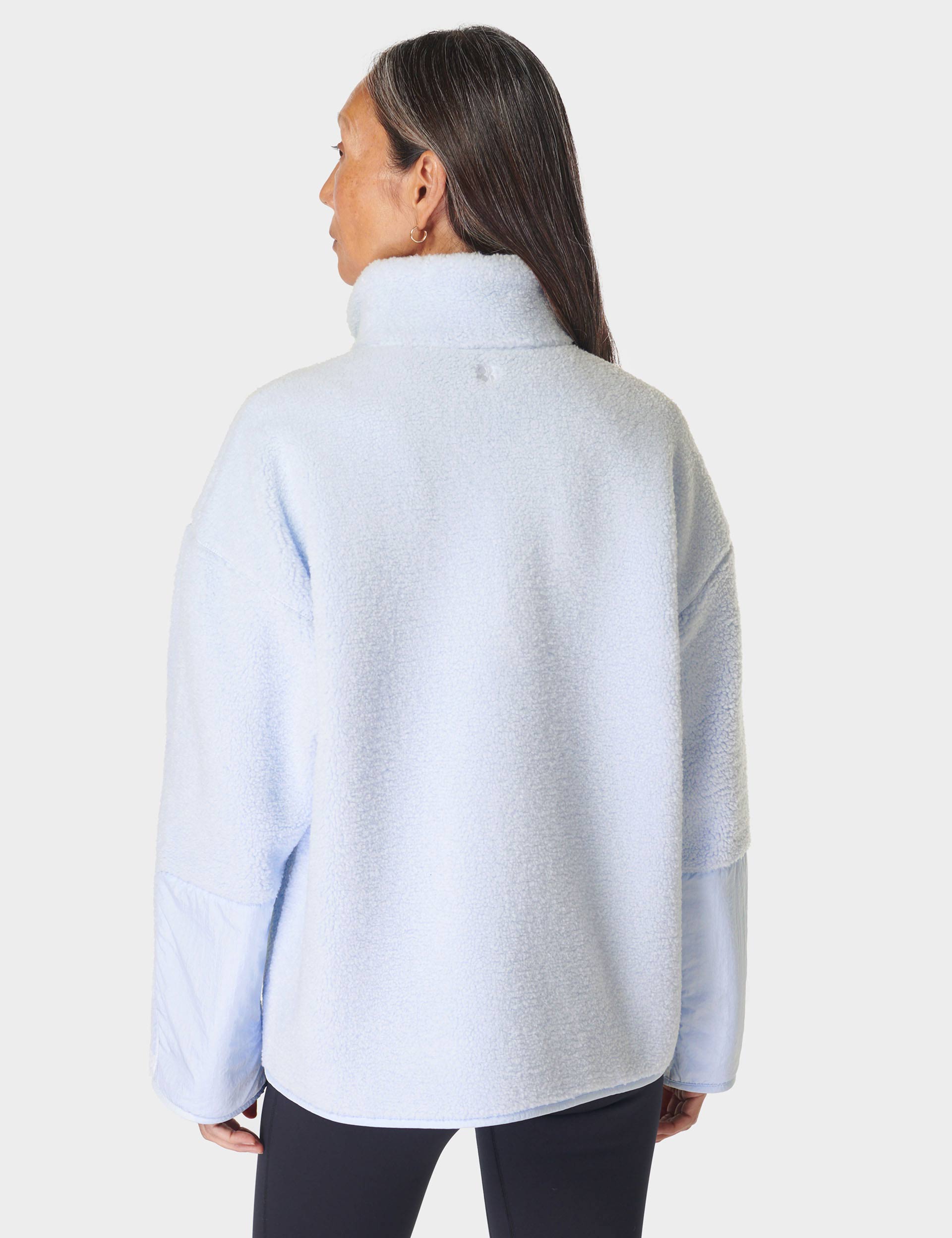 Soft Plush Fleece Textured Half Zip Pullover - Salt Blue | Cozy Winter Wear for Outdoor Activities & Casual Loungewear