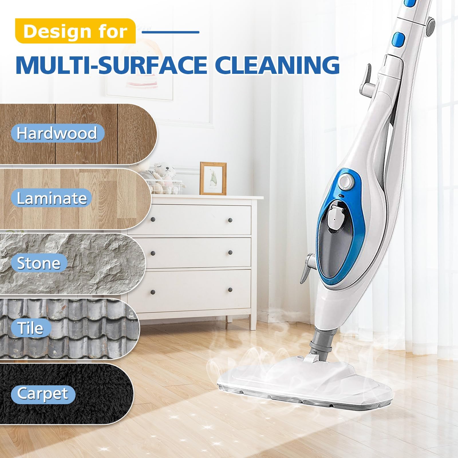 LINNIW 6 Pack Replacement Steam Mop Pads for PurSteam ThermaPro 10-in-1 - Super Absorbent Microfiber Cleaning Cloths for Floors, Tiles & Hardwood - Perfect for Kitchen, Bathroom & Pet Hair Removal