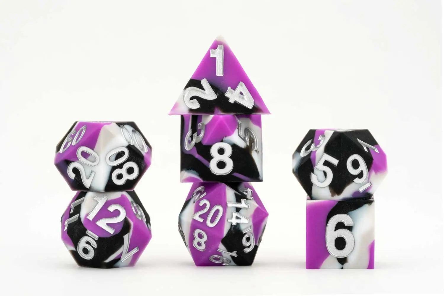 7ct Sharp Edge Silicone Pride Dice Set - 9 Vibrant Color Options for D&D, RPG & Tabletop Gaming - Perfect for LGBTQ+ Pride Events & Gamer Gifts