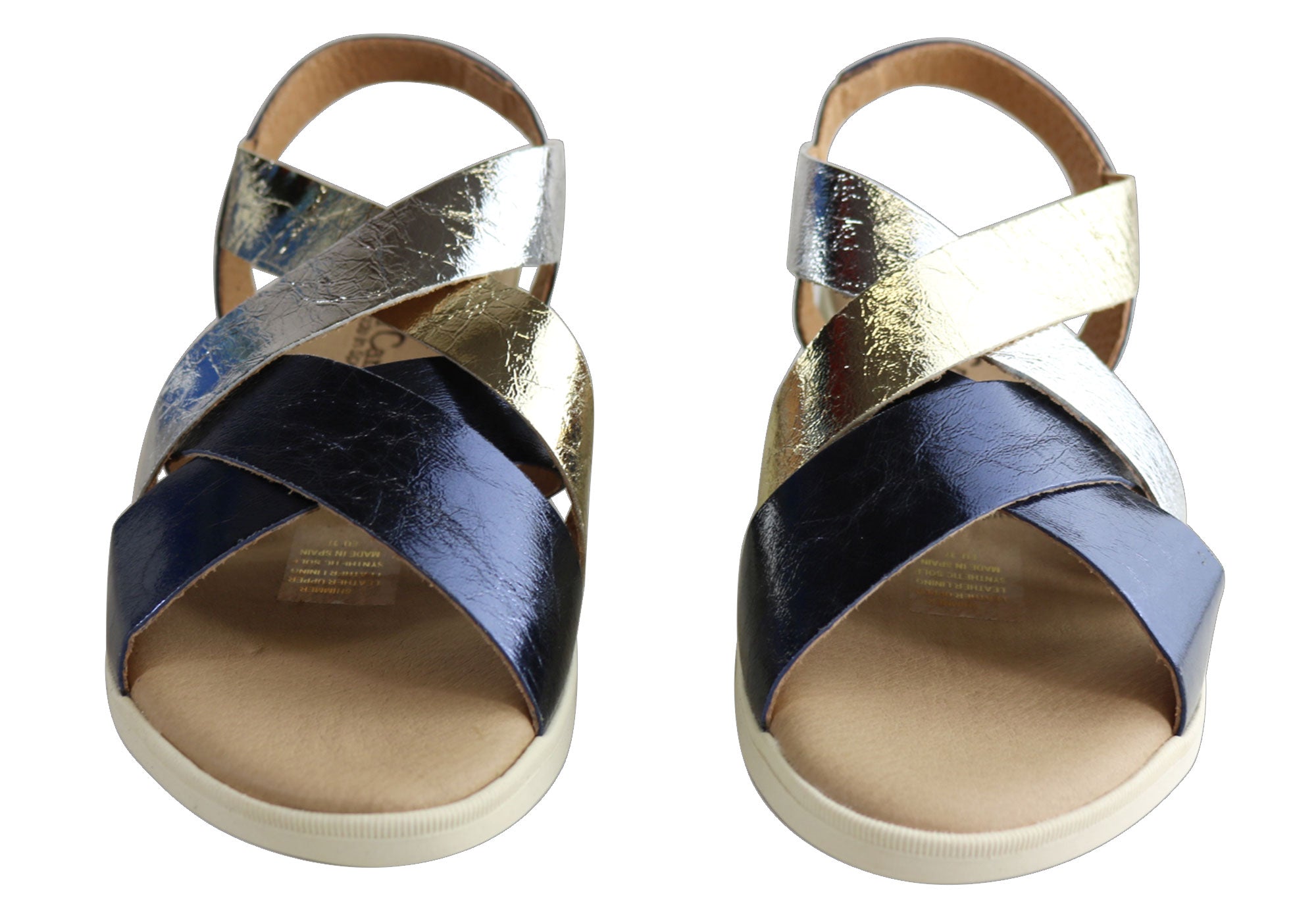 Lola Canales Women's Comfortable Leather Sandals with Shimmer - Handmade in Spain - Perfect for Summer, Beach, and Casual Outings