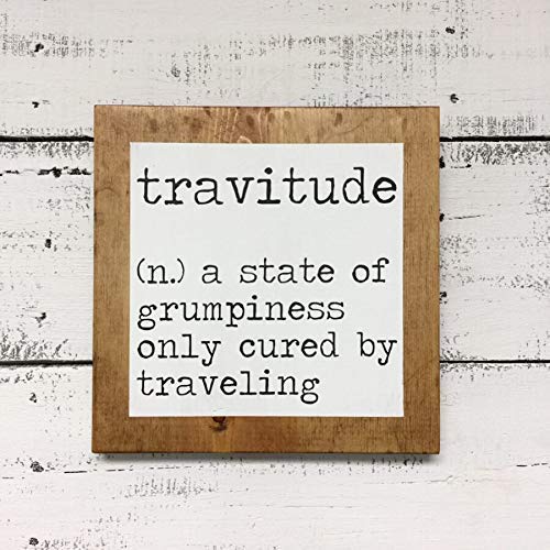 Travel Definition Wood Sign - Rustic Wooden Travel Lover Gift with Inspirational Quote for Vacation Home Decor | Perfect for Living Room, Office, or Cabin Wall Art | Funny Travel-Themed Home Sign
