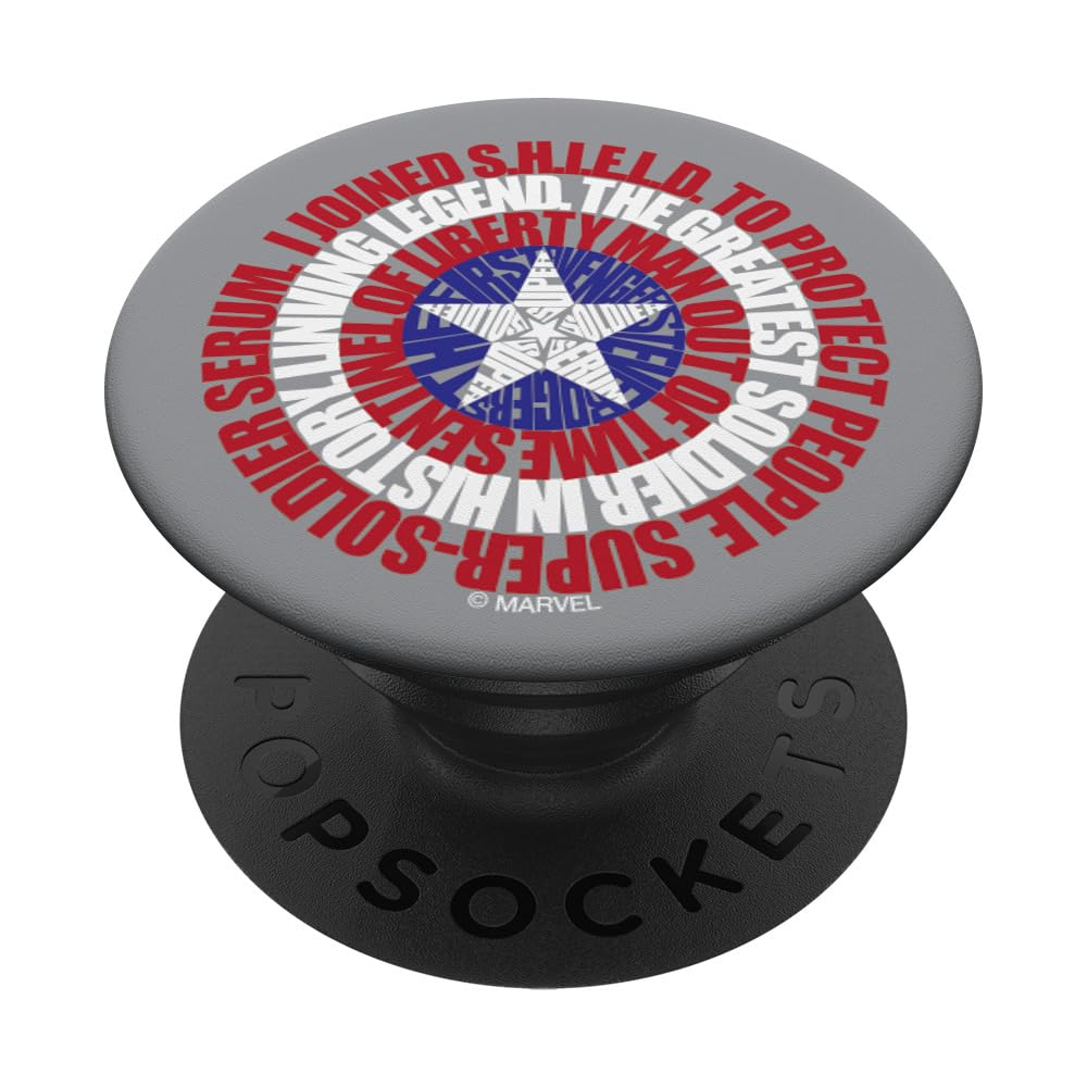 Marvel Captain America Shield with Inspirational Quotes - Standard PopGrip Phone Grip & Stand for iPhone, Samsung, Smartphones | Perfect for Superhero Fans, Daily Commute, Work & Travel
