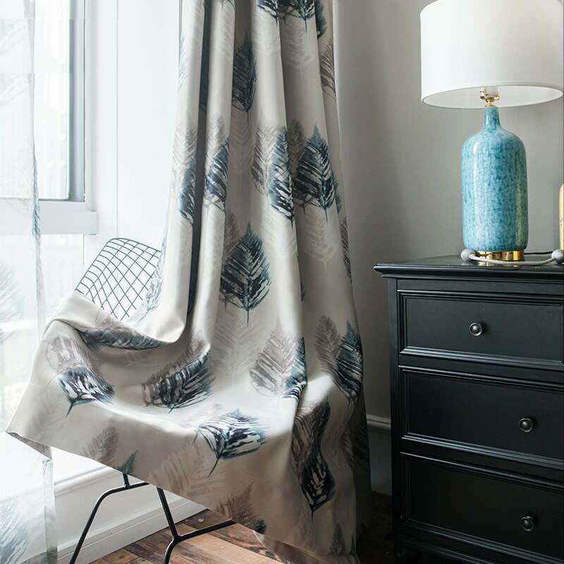 Jason Abstract Leaves Print Blackout Curtains for Bedroom - Thermal Insulated Room Darkening Drapes for Better Sleep & Privacy