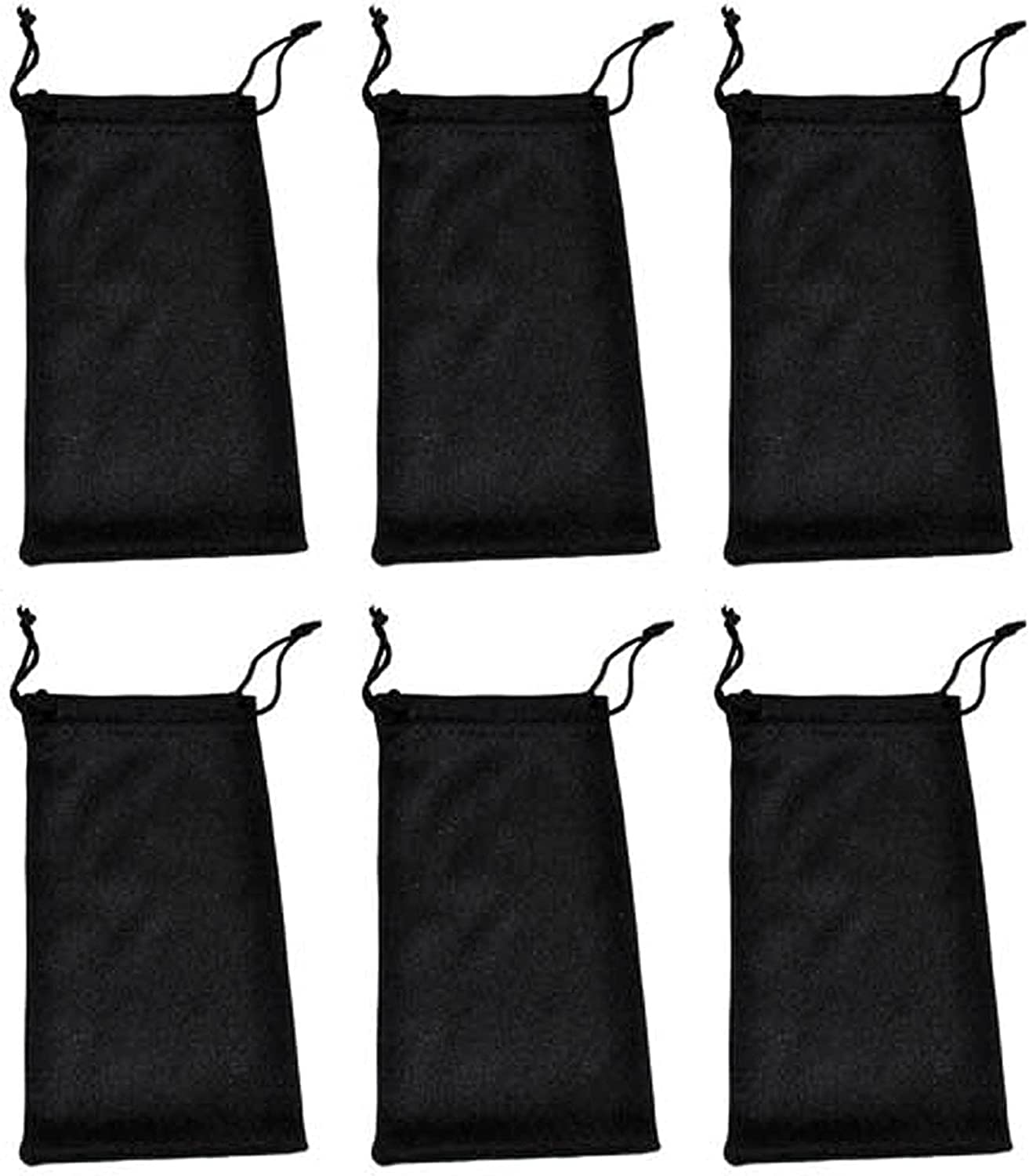 OWL 6-Pack Black Sunglasses Case Pouch with Cleaning Cloth - Protective Eyewear Storage for Travel, Home & Office Organization