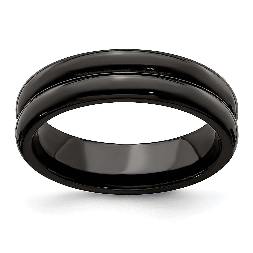 Titanium Black Grooves 6mm Wedding Band for Men - Edward Mirell ICE CARATS Fashion Jewelry - Durable & Stylish Ring for Grooms, Dads & Him - Perfect for Weddings, Anniversaries & Special Occasions