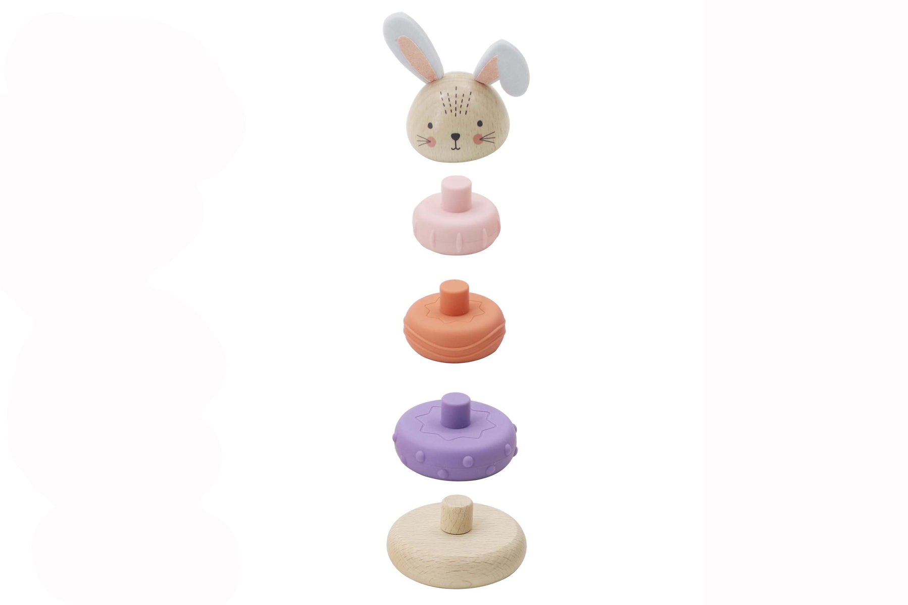 Eco-Friendly Wooden Ring Stacker Toy for Toddlers - Montessori Educational Stacking Game with Cute Bunny Design - Perfect for Early Learning & Sensory Play