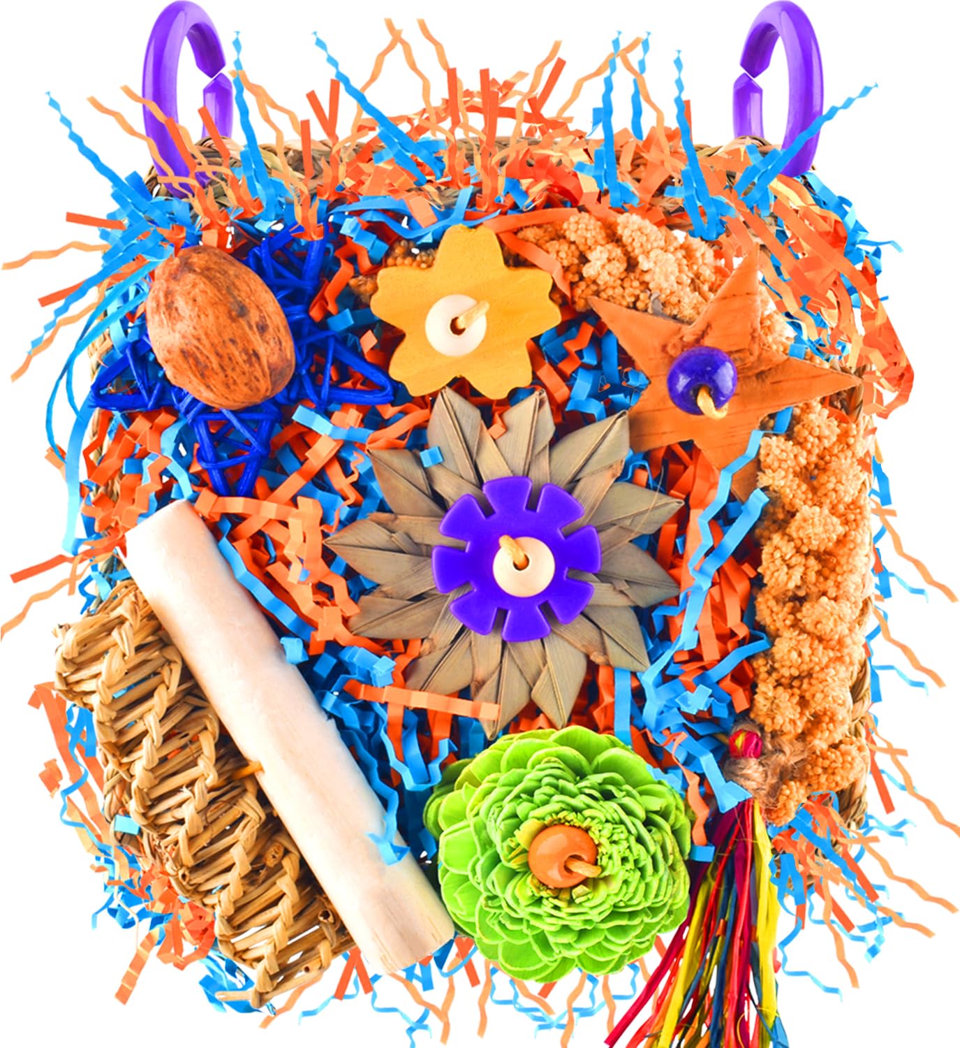 KATUMO Bird Foraging Toys for Small to Medium Parrots - Chewable Shredder Toys for Parakeets, Cockatiels, Conures, Lovebirds & Budgies - Cage Enrichment Toys for Mental Stimulation & Play (Perfect for Boredom Relief & Natural Foraging Instincts)