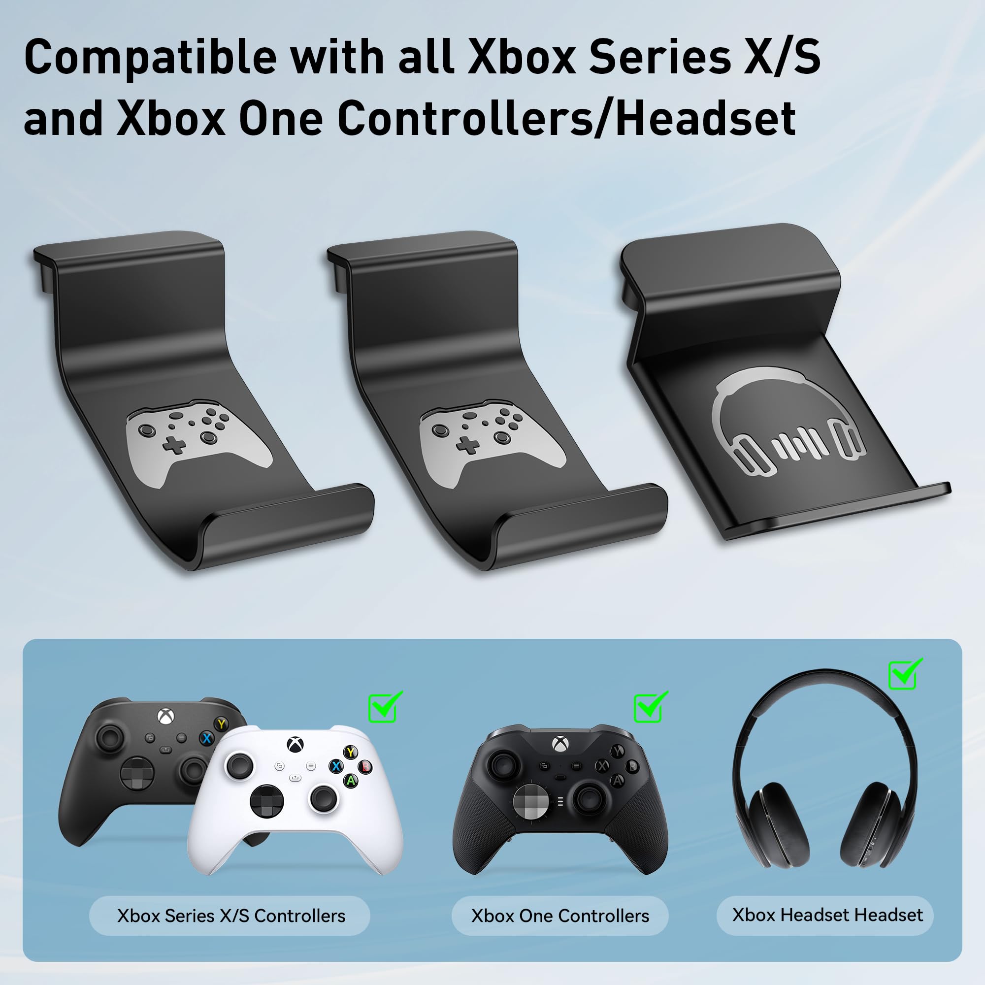 Xbox Series X Controller Holder with Detachable Design - 2 Controller Stands & Headphone Stand for Gaming Setup - Perfect for Console Gaming and Organized Gaming Accessories Storage
