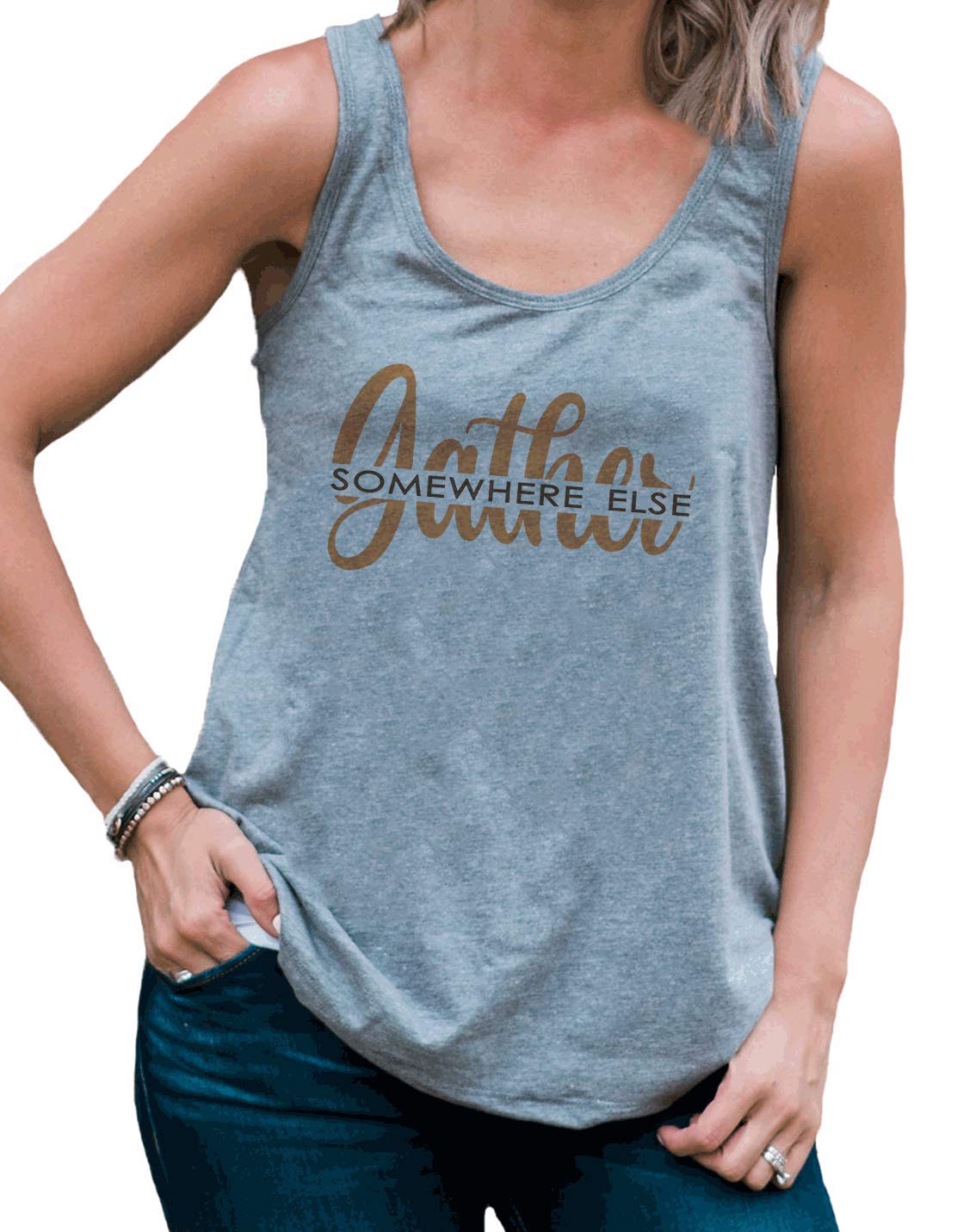 7 ate 9 Apparel Women's Gather Somewhere Else Shirt - Stylish Casual T-Shirt for Women | Perfect for Everyday Wear, Outings & Relaxing