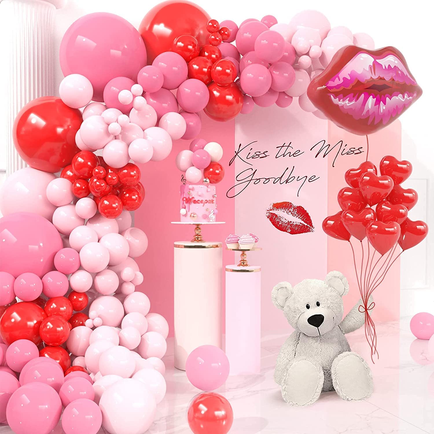 Valentine's Day Balloon Garland Arch Kit - Macaron Pink & Retro Red Heart Balloons for Wedding, Baby Shower, Bachelorette & Anniversary Party Decorations | Perfect for Romantic Proposals, Bridal Showers and Birthday Celebrations