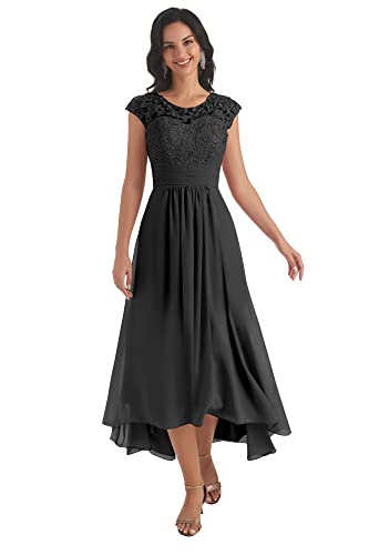Elegant A-Line Lace Chiffon Mother of the Bride Dress with Pockets - Hi-Low Formal Evening Gown for Weddings, Parties & Special Occasions