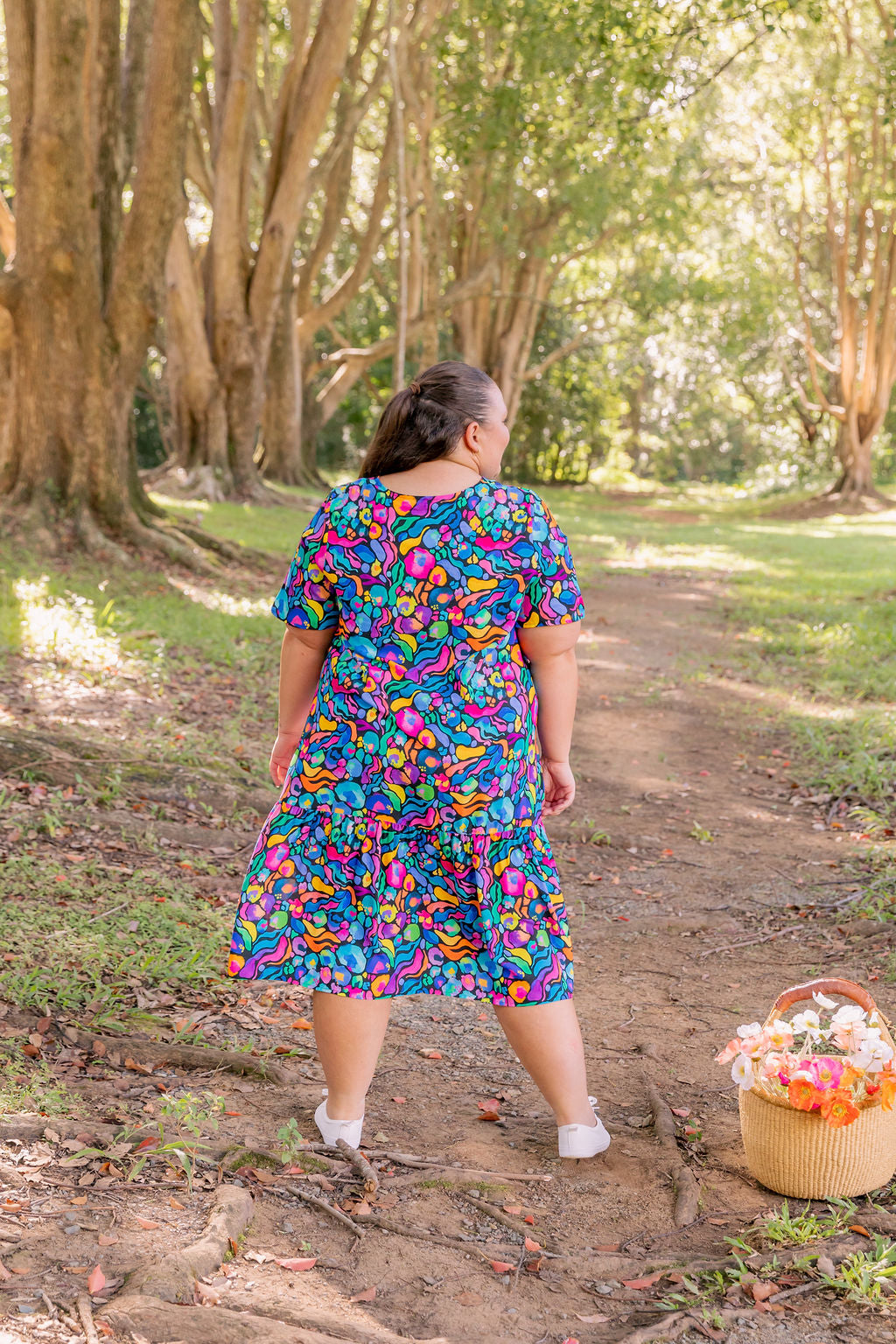 Kasey Rainbow Africa Print Peak Midi Dress - Floral Summer Dress for Women, Perfect for Beach Vacations & Casual Outings