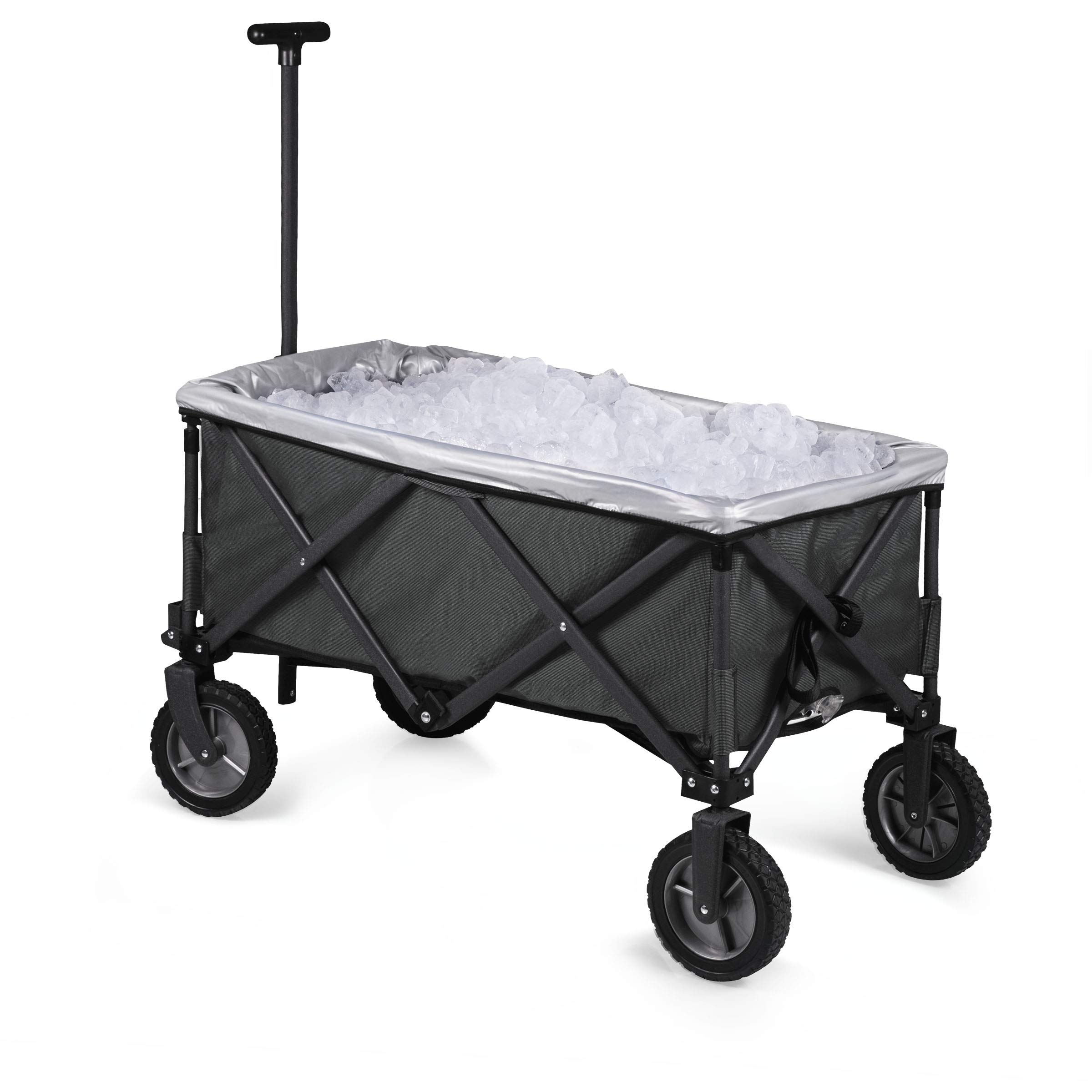 PICNIC TIME Adventure Wagon Elite - Foldable Utility Wagon with Table Top Lid & Soft Cooler Liner for Outdoor Camping, Beach Trips, and Tailgating