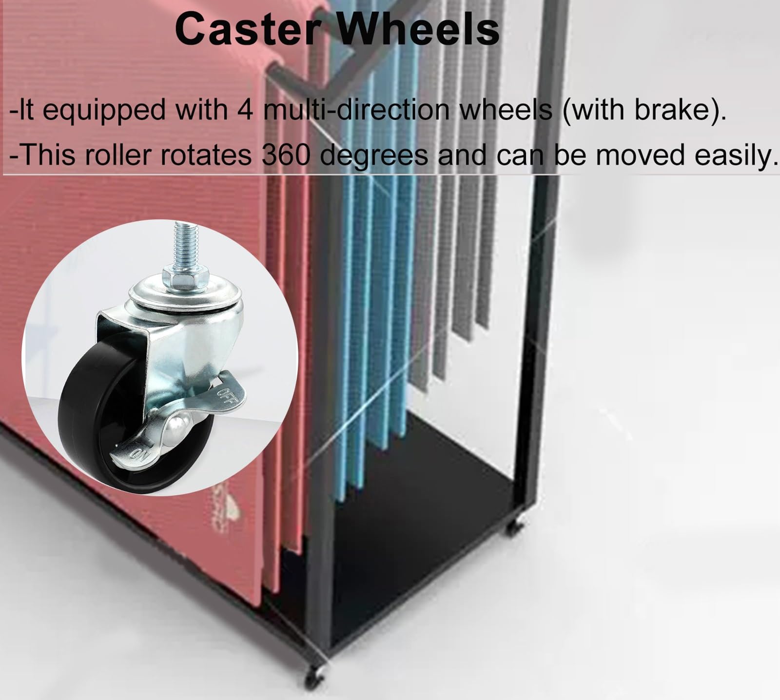 AMUFJJ Adjustable Yoga Mat Rack with Wheels - Yoga Mat & Towel Organizer Stand for Home Gym & Studio - Portable Exercise Equipment Storage (Black, 85x45x120cm) - Perfect for Small Spaces & Yoga Mat Drying