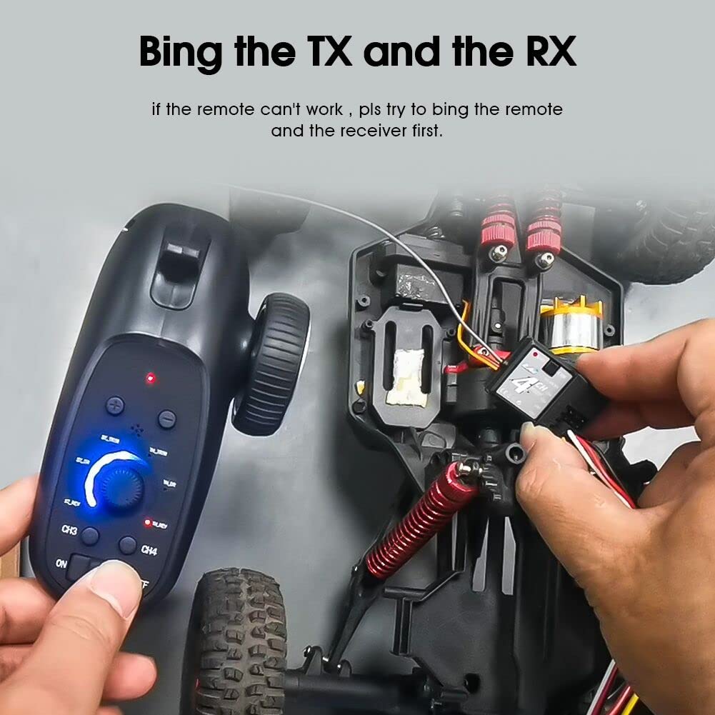 2.4GHz 4CH RC Remote Controller and Receiver - Digital Radio Transmitter for RC Cars, Boats, Tanks (Updated Version) | Perfect for Racing, Off-Roading & Water Adventures
