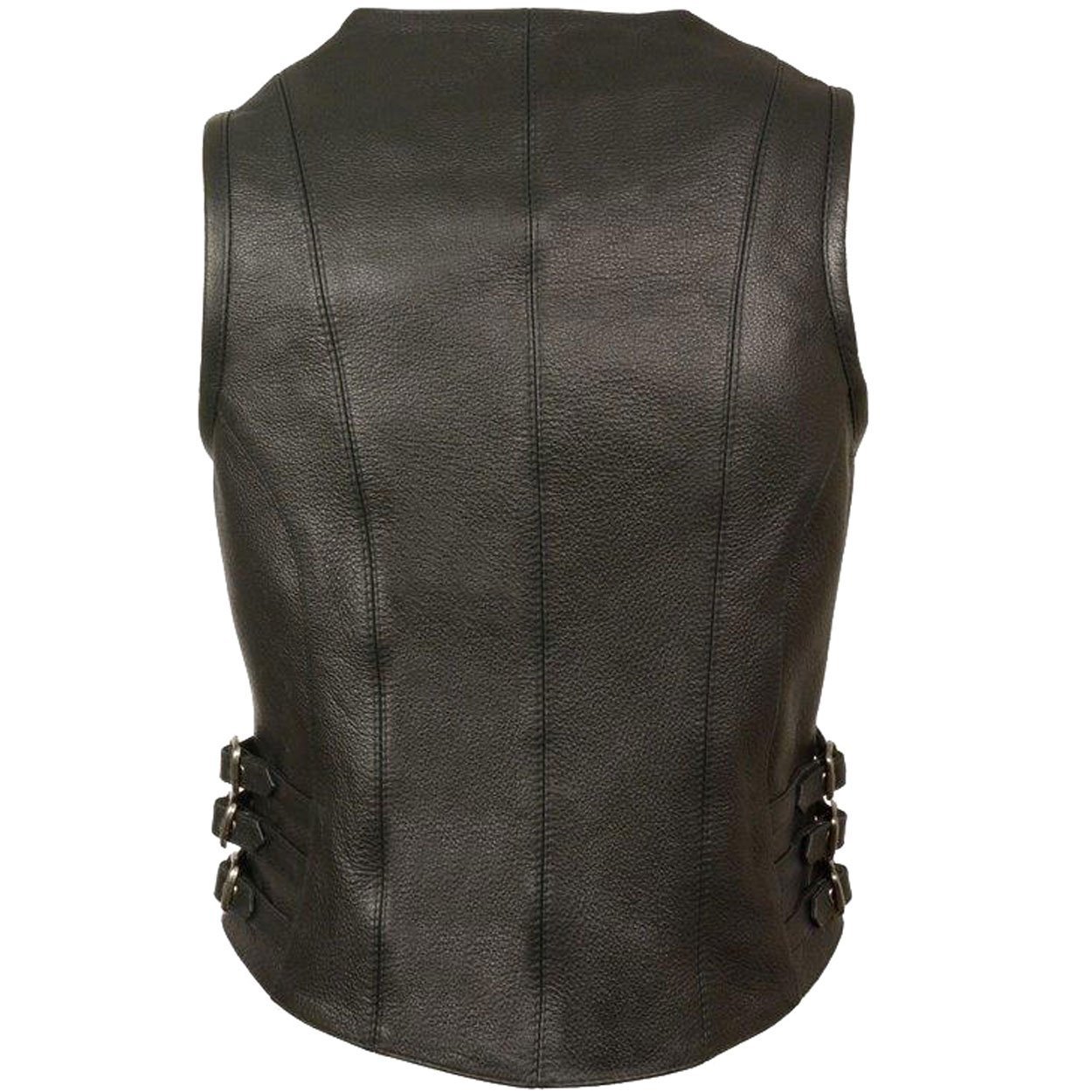 Milwaukee Leather Women's Vest - Black V-Neck Front Zipper Jacket with Adjustable Side Belt Buckles | Casual Outerwear for Motorcycle Riding, Biker Fashion & Streetwear