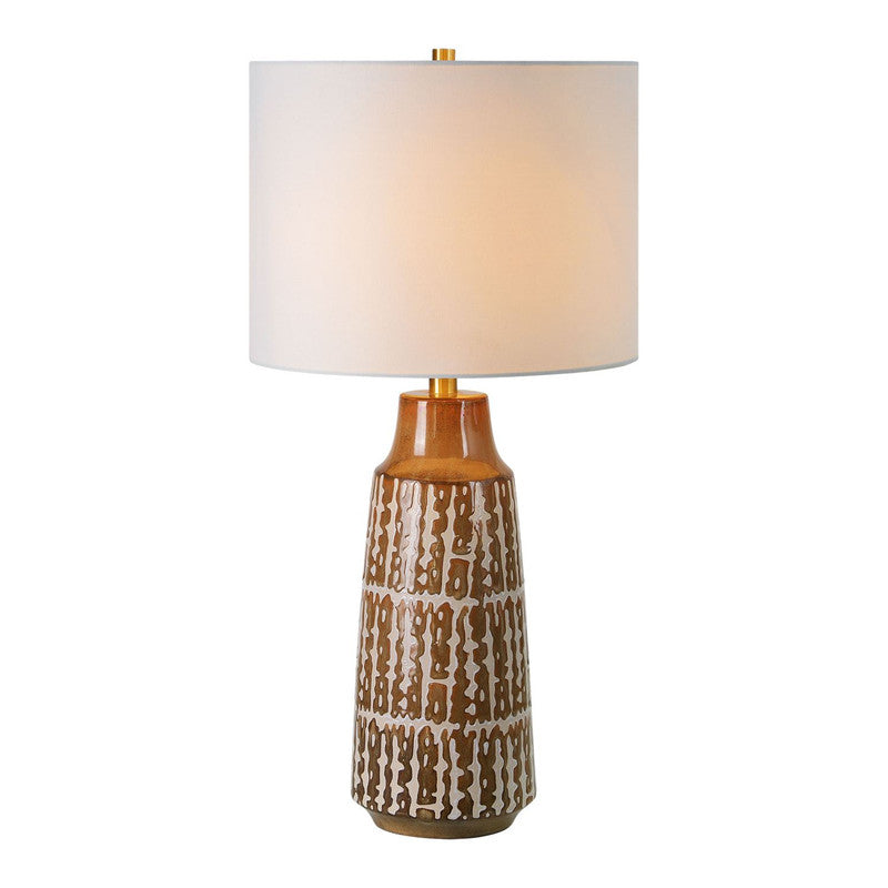 Andera Modern Table Lamp - Brass & White Finish, Adjustable Brightness for Bedroom, Living Room, Office Decor
