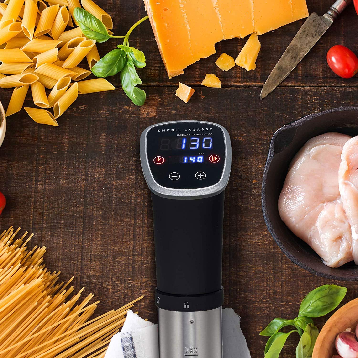 Emeril Lagasse Digital Sous Vide Cooker with Touchscreen - Precision Temperature Control Immersion Circulator for Home & Professional Kitchens | Includes Mounting Clip, Recipes & Storage Case | Perfect for Steak, Seafood & Meal Prep