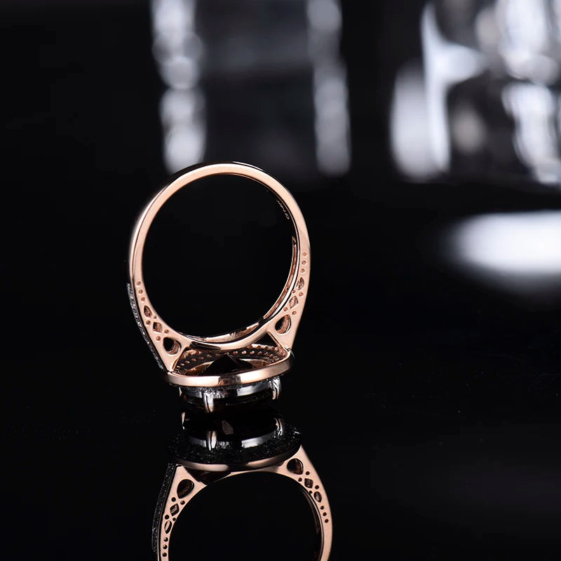 4Ct Smoke Topaz 14K Rose Gold Diamond Engagement Ring for Women - 10x10mm Oval Cut Wedding Band, Anniversary Gift, Promise Ring for Her