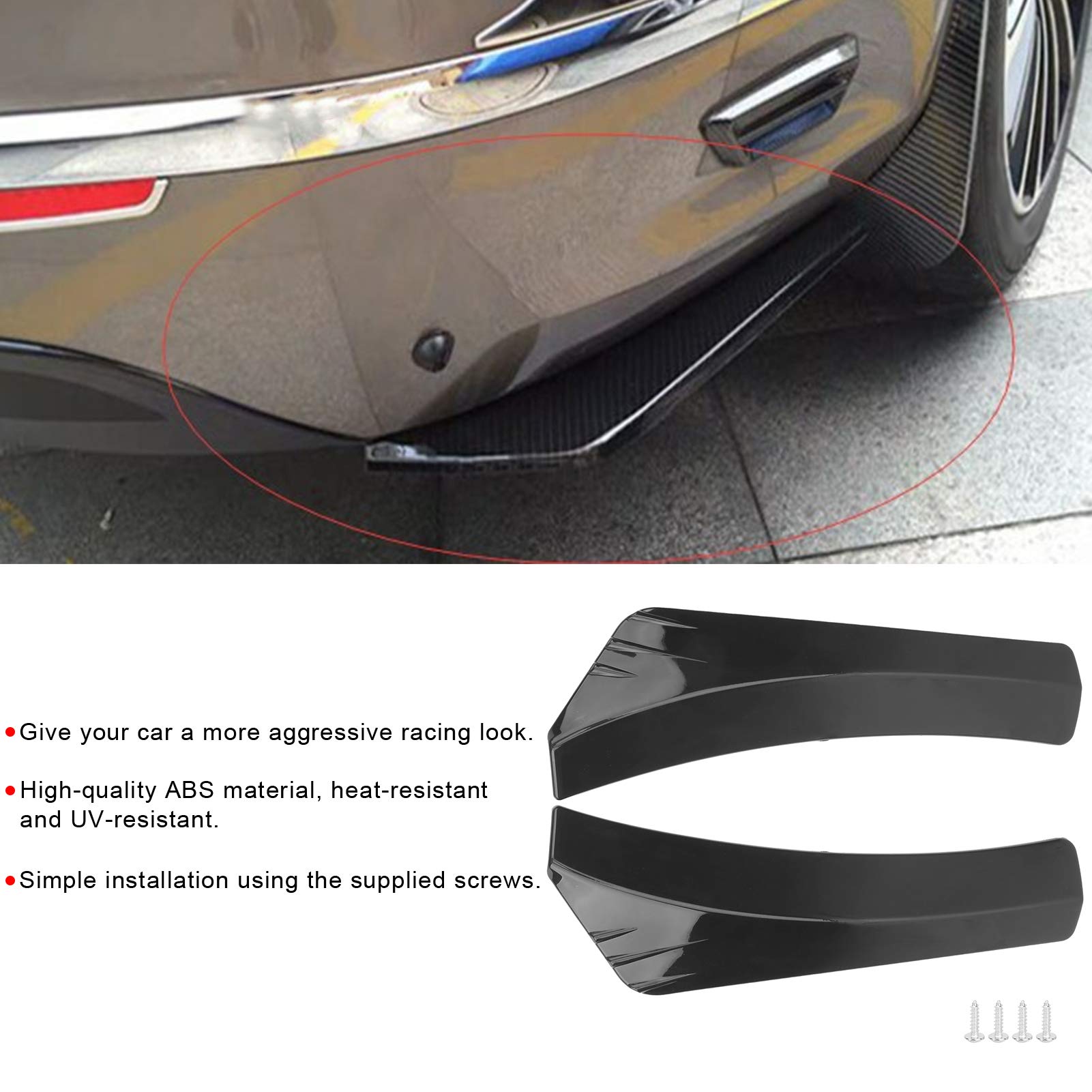 2PCS Glossy Black Car Bumper Lip Protector - Universal Anti-Scratch Diffuser Splitter Wrap for Sedans, SUVs & Trucks - Perfect for Parking, Daily Driving & Car Shows