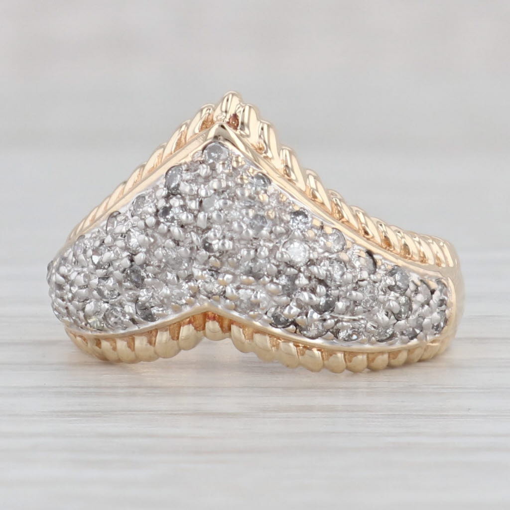 0.48ctw Diamond Contour Ring - 10k Yellow Gold Size 6 Stackable Wedding Band - Perfect for Stacking, Anniversary Gifts & Everyday Elegance