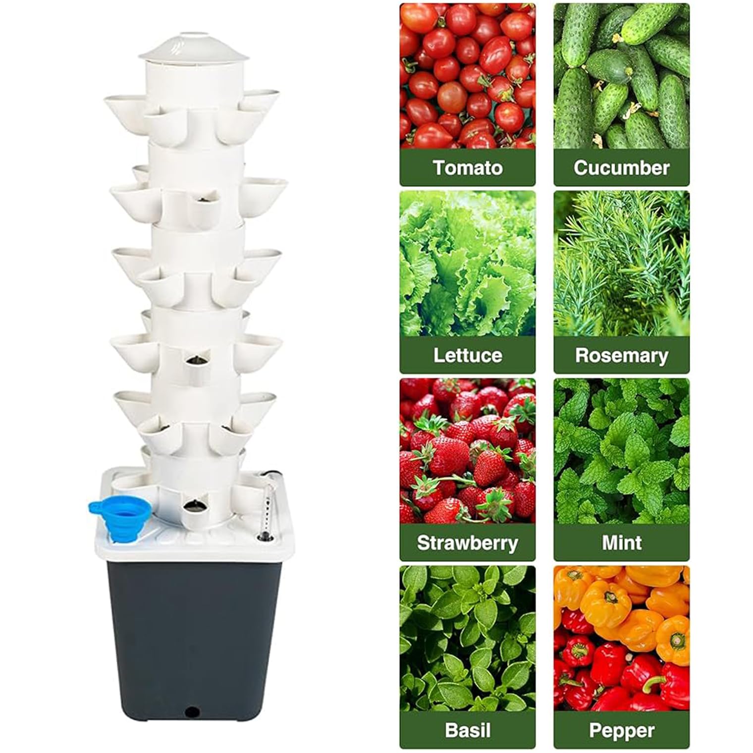 Hydroponic Tower Garden Growing System - 30 Pods Indoor Vertical Planter with Pump for Herbs, Fruits, Vegetables | Smart Gardening Kit for Home, Kitchen, Balcony | Perfect for Urban Farming & Organic Lovers (White)