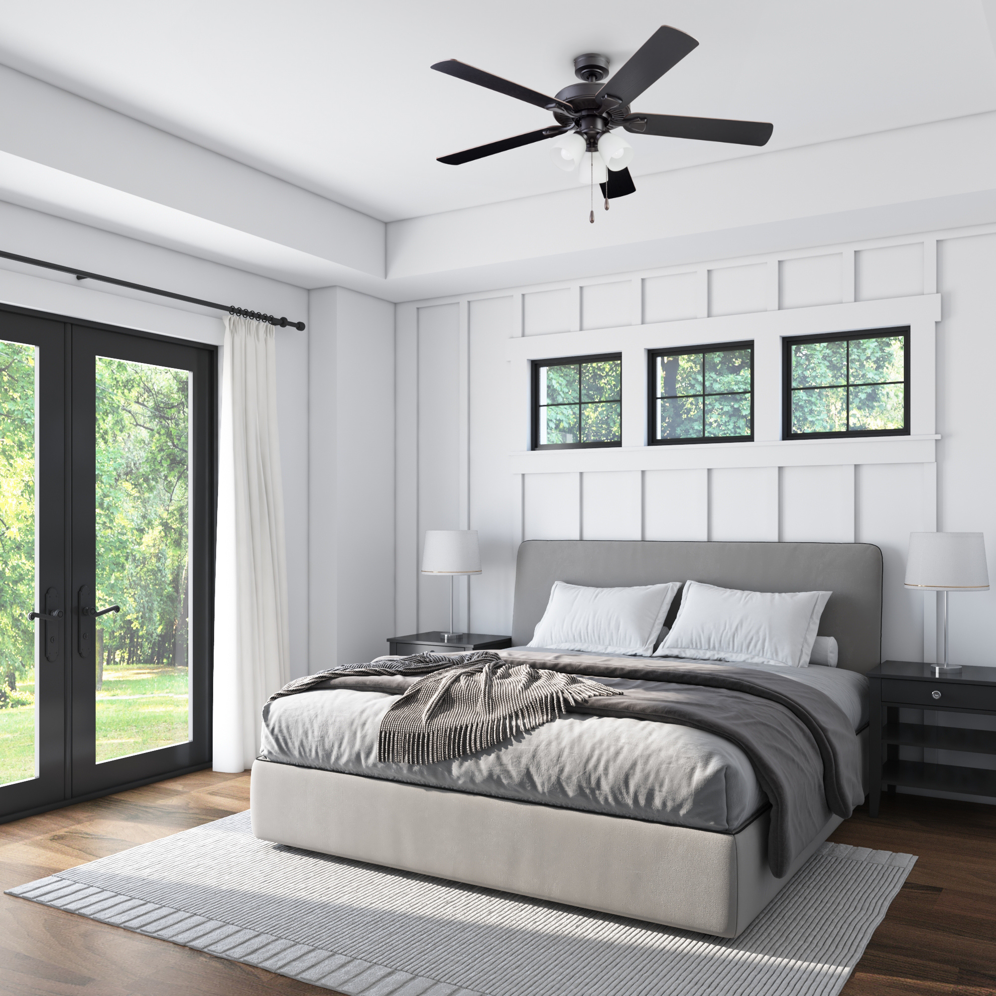 52 Inch Stannor Ceiling Fan with Pull Chain - Espresso Bronze Finish - Energy Efficient & Quiet Operation - Perfect for Living Room, Bedroom, or Outdoor Patio