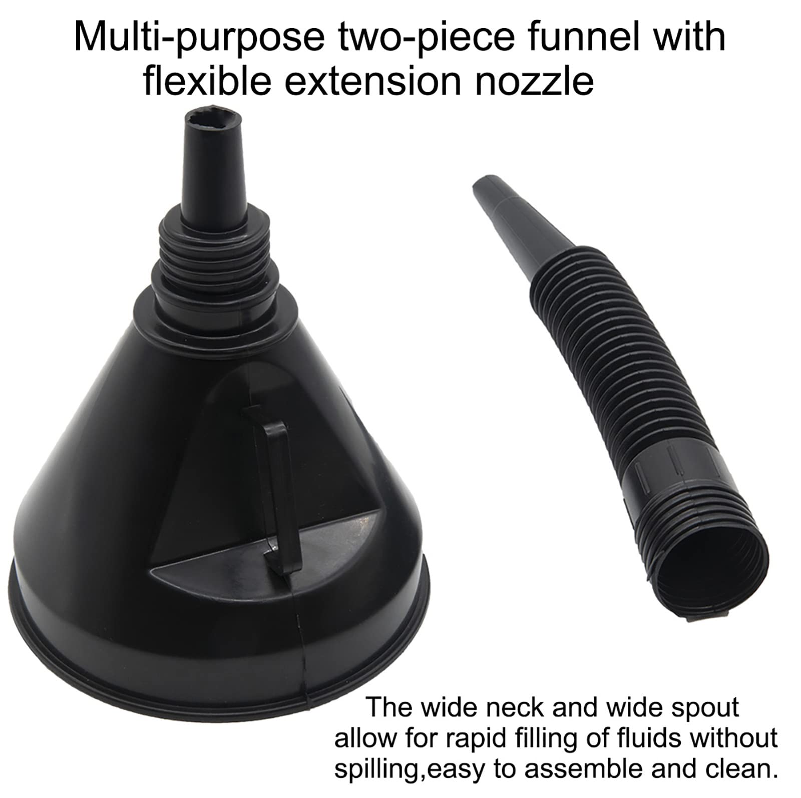 KAKO 5-Pack Automotive Funnels Set - Wide Mouth Large Funnel for Oil Change, Fuel Transfer & Fluid Maintenance | Durable Car Accessories for DIY Mechanics & Garage Use