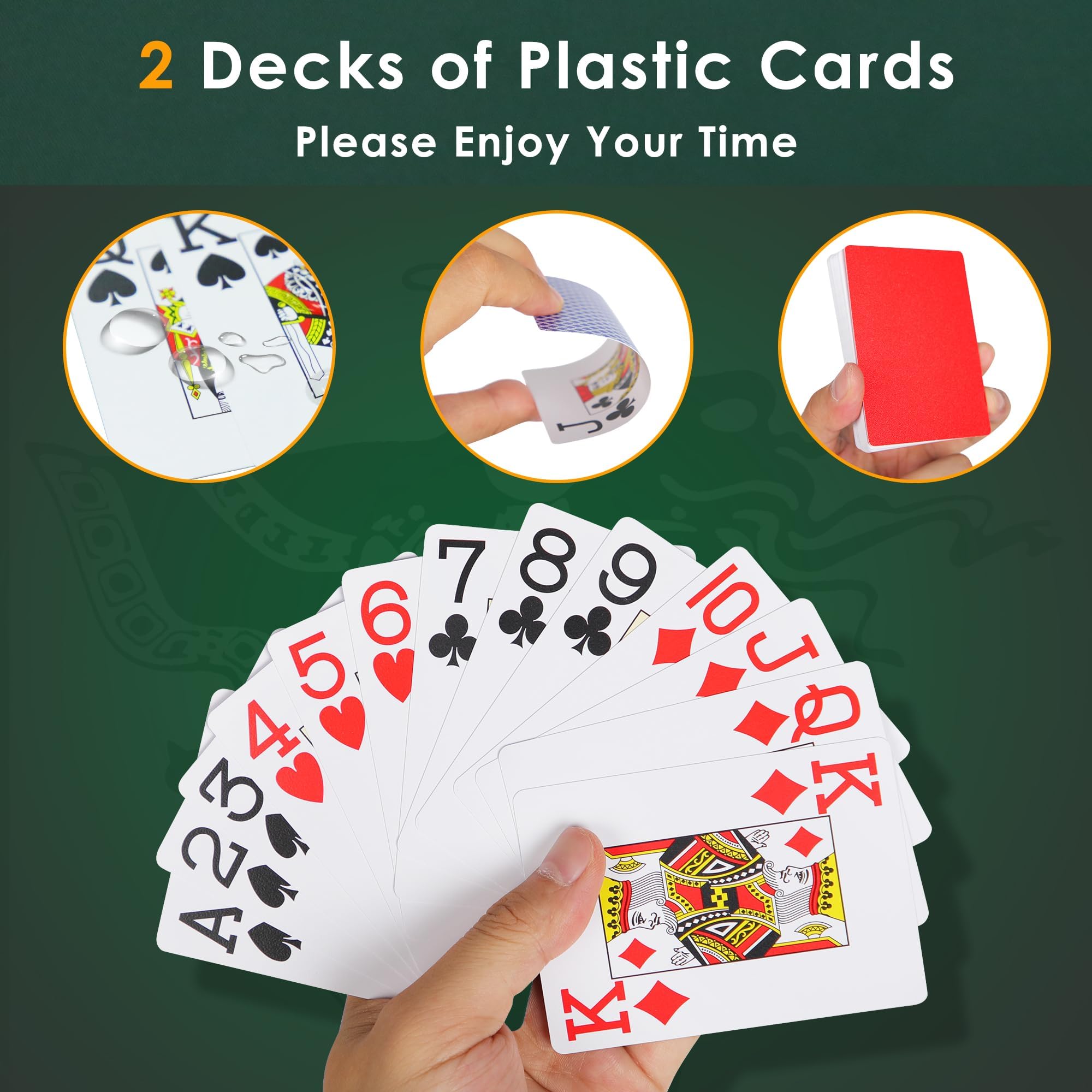 ORIENGEAR 500-Piece 14g Clay Poker Chip Set with Numbered Denominations - Includes 2 Decks of Plastic Playing Cards & Golden Case - Perfect for Texas Hold'em, Blackjack, Casino Nights & Home Poker Games