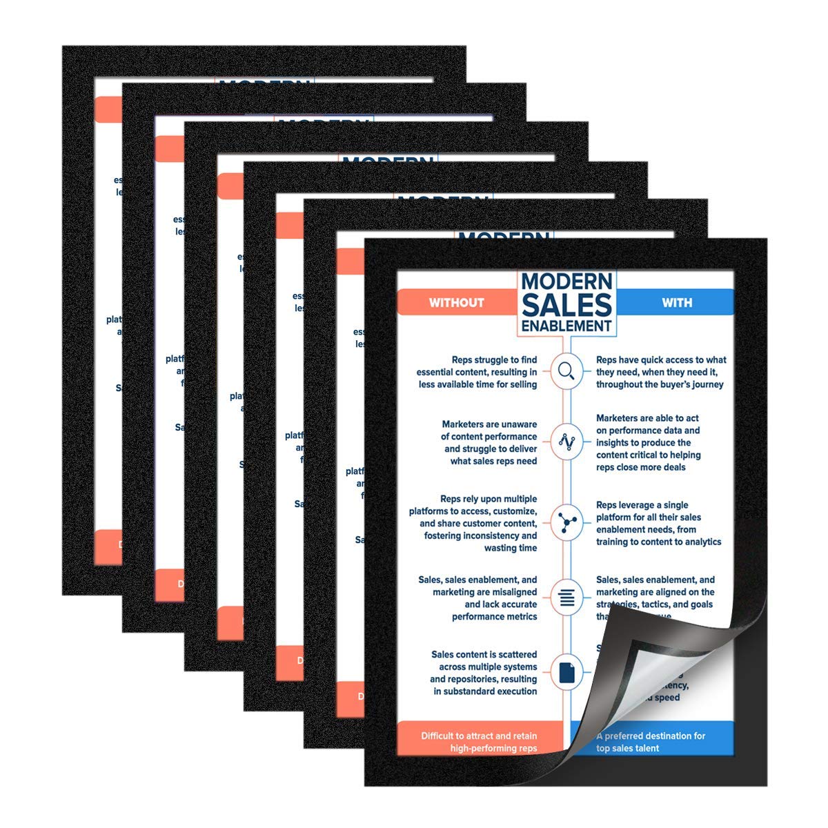 30 Pack Black Plastic Document Sign Holder Pockets with Adhesive Back - 8.5 x 11.6 Inches - Perfect for Window, Door, Wall & Cabinet Display - Ideal for Posters, Pictures, Notices & Office Documents