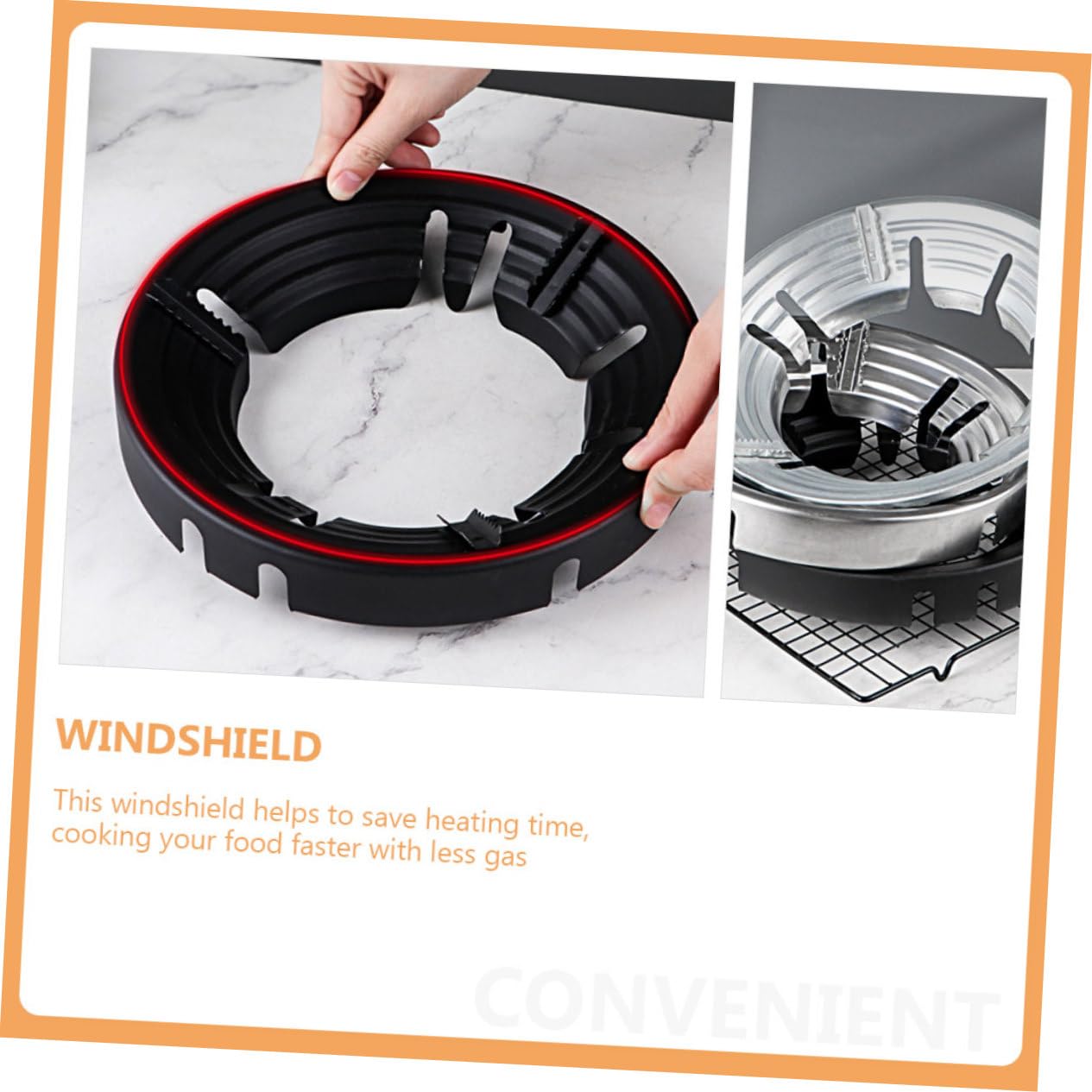 BESPORTBLE 2-Pack Universal Stainless Steel Gas Stove Windshield & Wok Support - Fireproof Range Hood Cover for Outdoor Camping & Home Kitchen Use