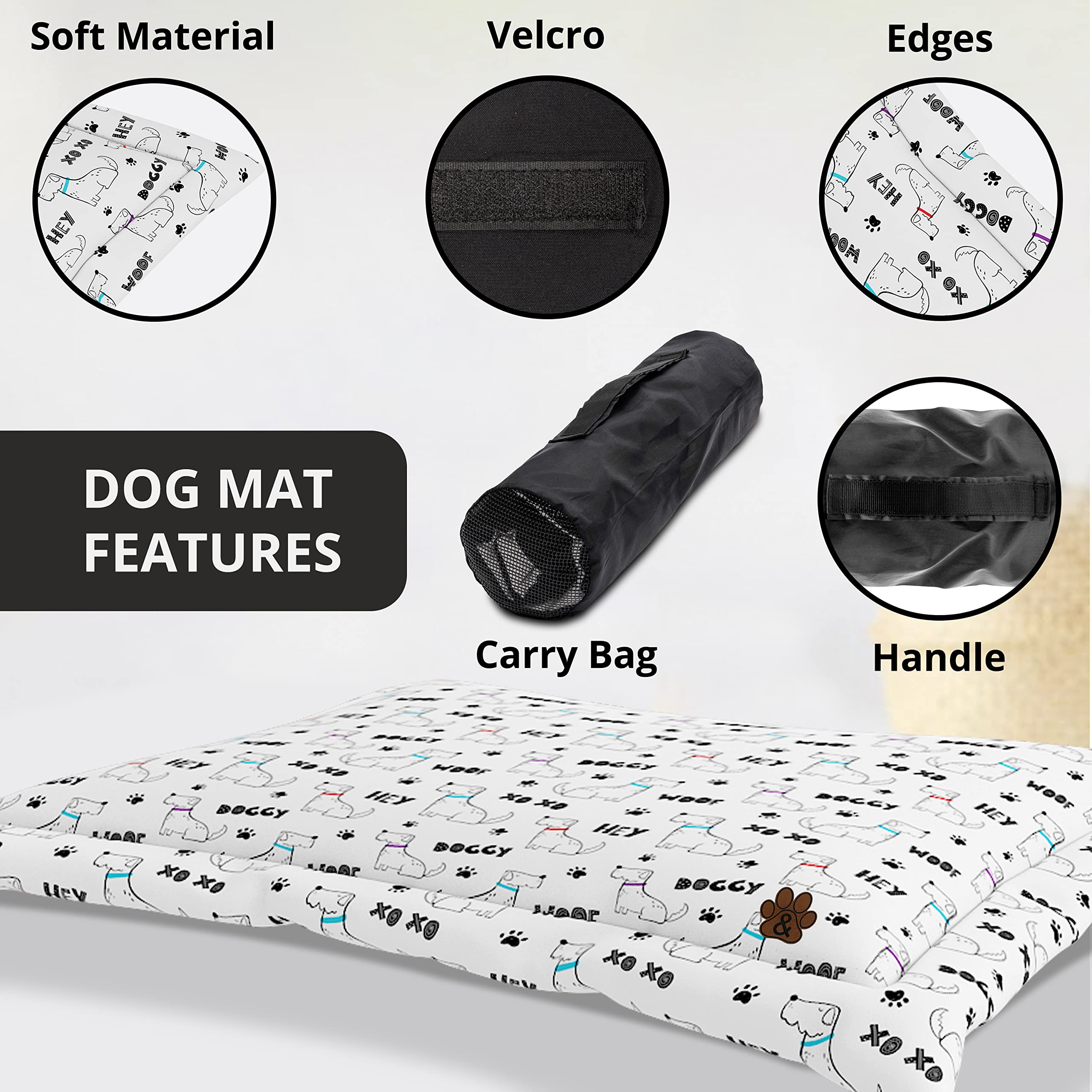 Premium Non-Slip Dog Bed Mat - Washable Pet Mattress for Large, Medium & Small Dogs & Cats - Comfortable Crate Pad for Home, Office & Travel (Pattern 05, Large Size)