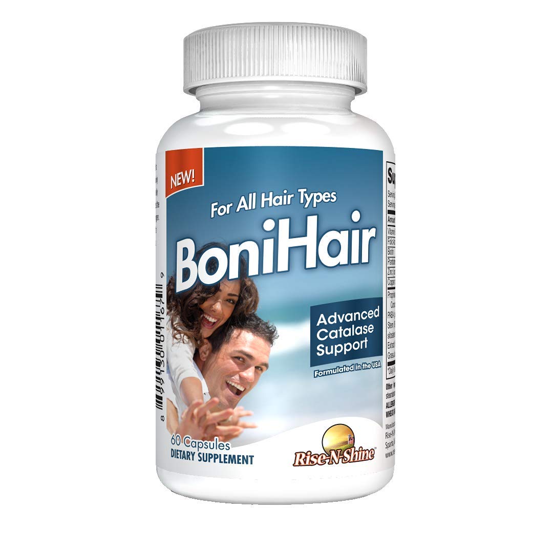 BoniHair Catalase Supplement for Hair Growth & Anti-Graying - 10,000 IU Catalase with Saw Palmetto, Biotin, Fo-Ti & PABA - 360 Capsules (6-Pack) - 180-Day Supply for Thicker, Healthier Hair - Perfect for Men & Women Seeking Youthful Hair Care