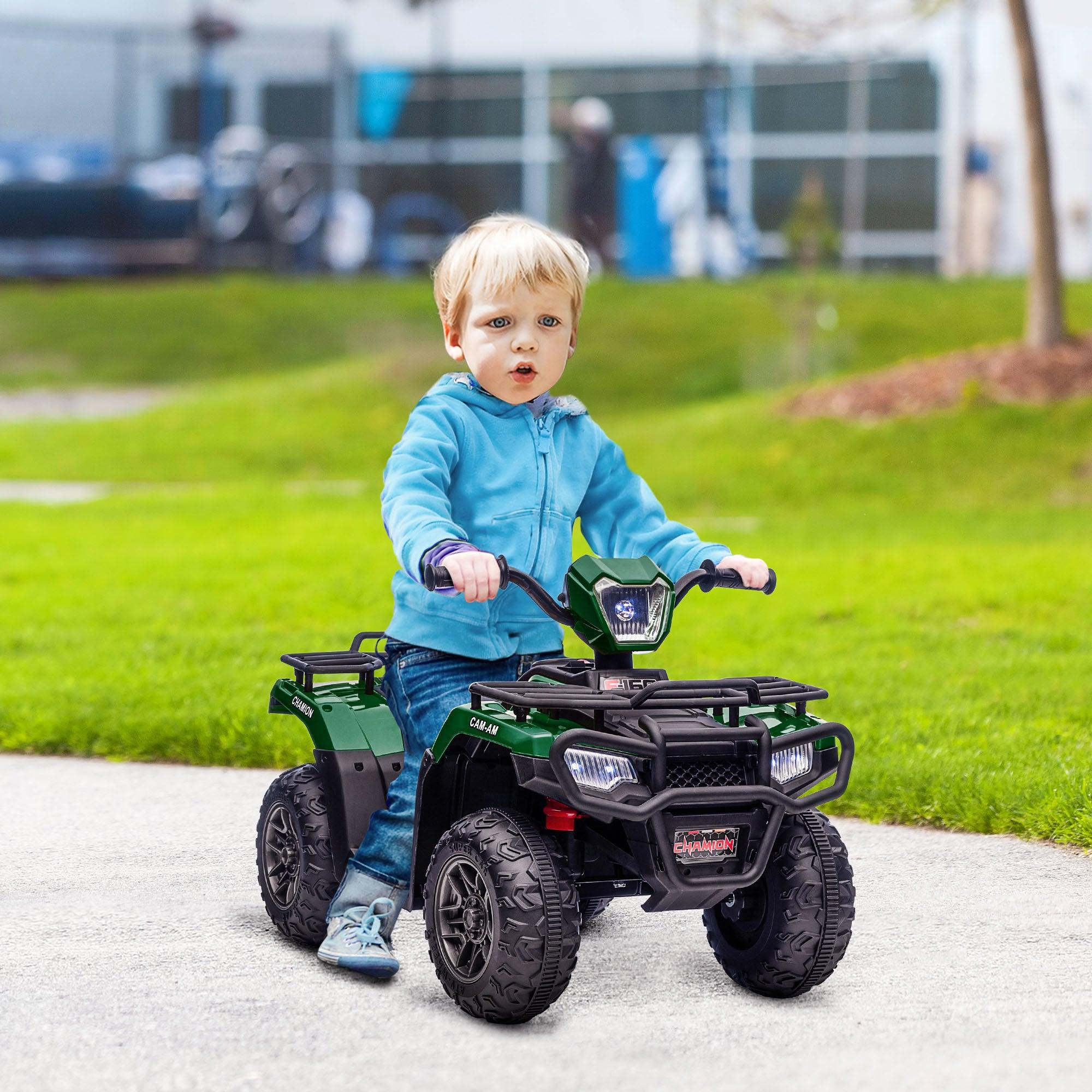 12V Kids Electric ATV Battery-Powered Ride-On Car with AUX Port & USB, Durable Wear-Resistant Tread - Green 4 Wheeler for Boys & Girls | Perfect for Backyard Play, Outdoor Adventures & Birthday Gifts