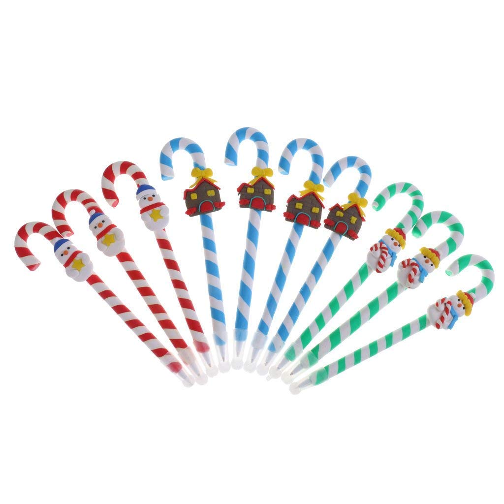 10-Pack Christmas Santa Claus Candy Cane Ballpoint Pens - Festive Holiday Party Favors, Office & School Supplies, Random Colors - Perfect for Gifts, Stocking Stuffers & Christmas Celebrations
