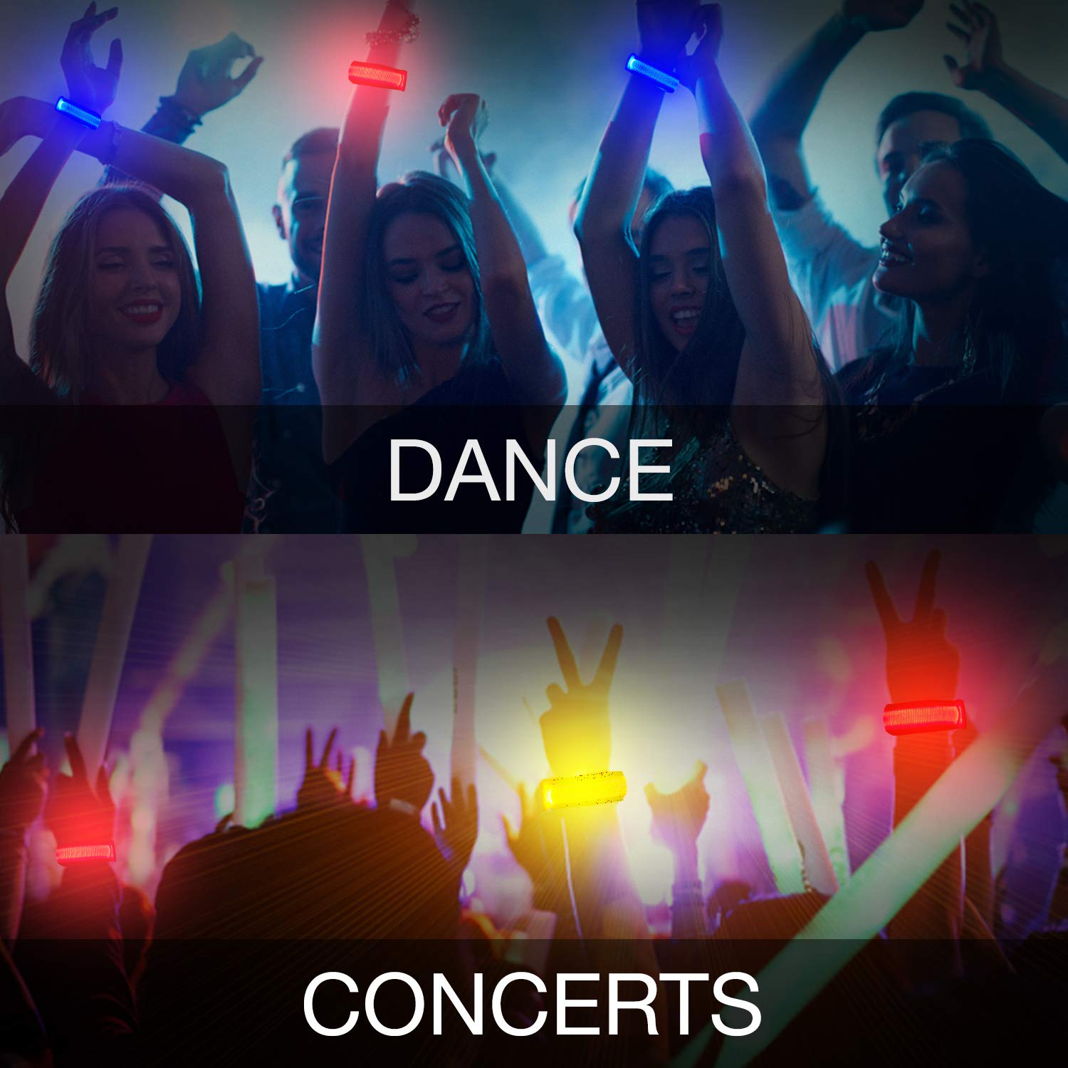 8 Pack LED Glow Bracelets - Light Up Bracelets for Kids & Adults | Glow in The Dark Party Favors for Christmas, Concerts, Festivals, Raves | Perfect for Night Events, Birthday Parties, Halloween & Outdoor Activities